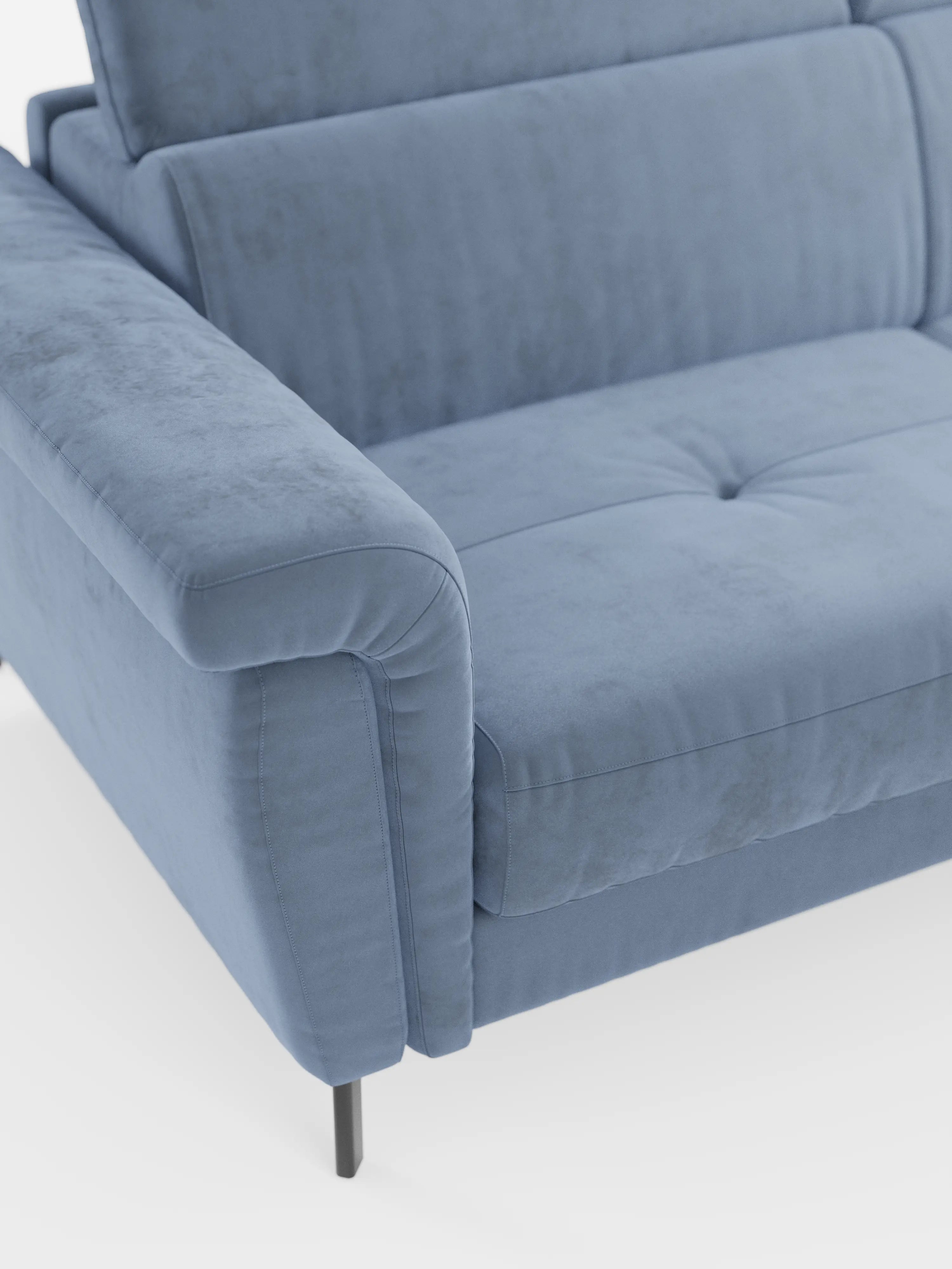 Capri Divano letto angolare con penisola contenitore e poggiatesta reclinabili - elegante tessuto smacchiabile T30