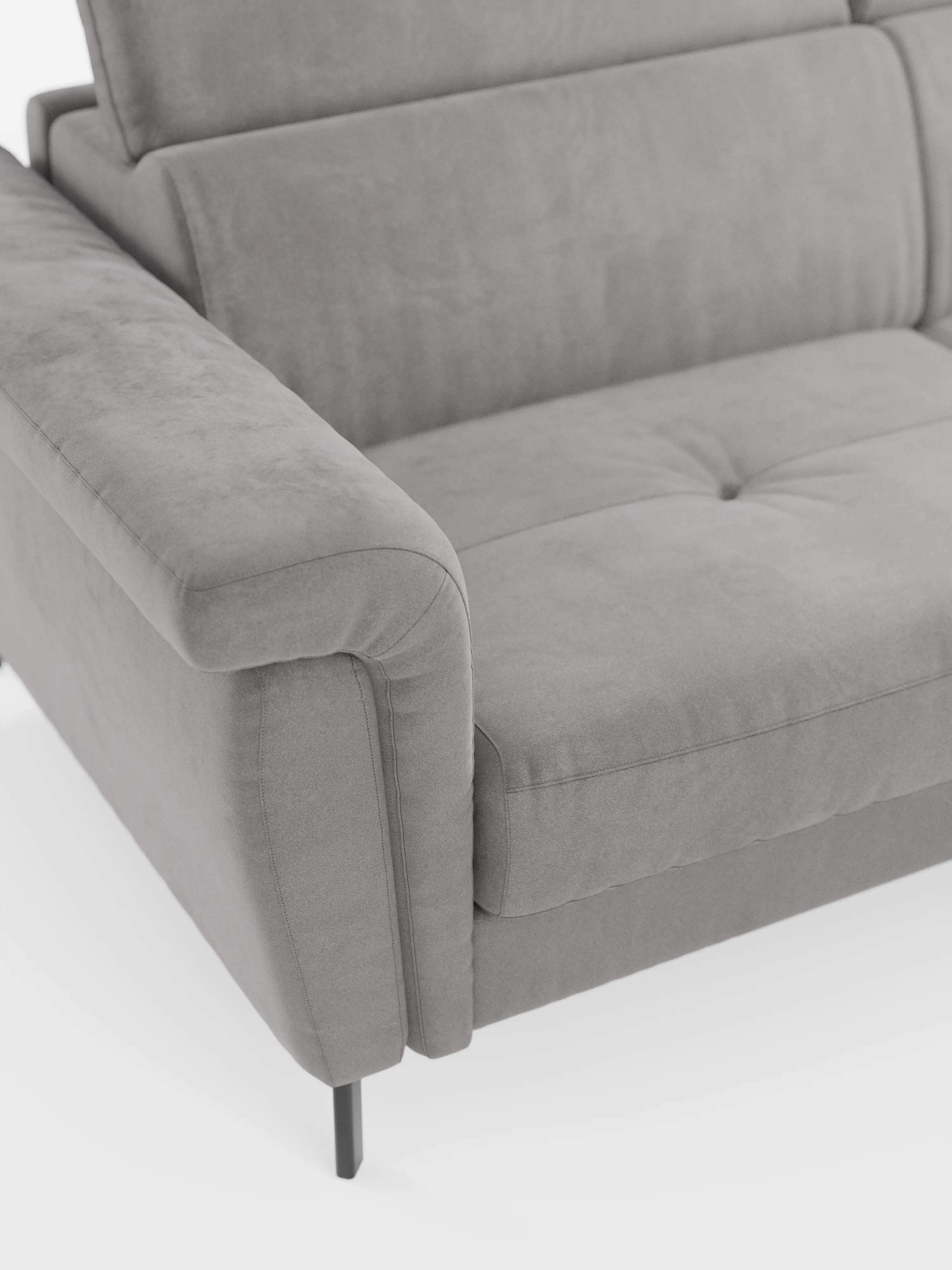 Capri Divano letto angolare con penisola contenitore e poggiatesta reclinabili - elegante tessuto smacchiabile T30