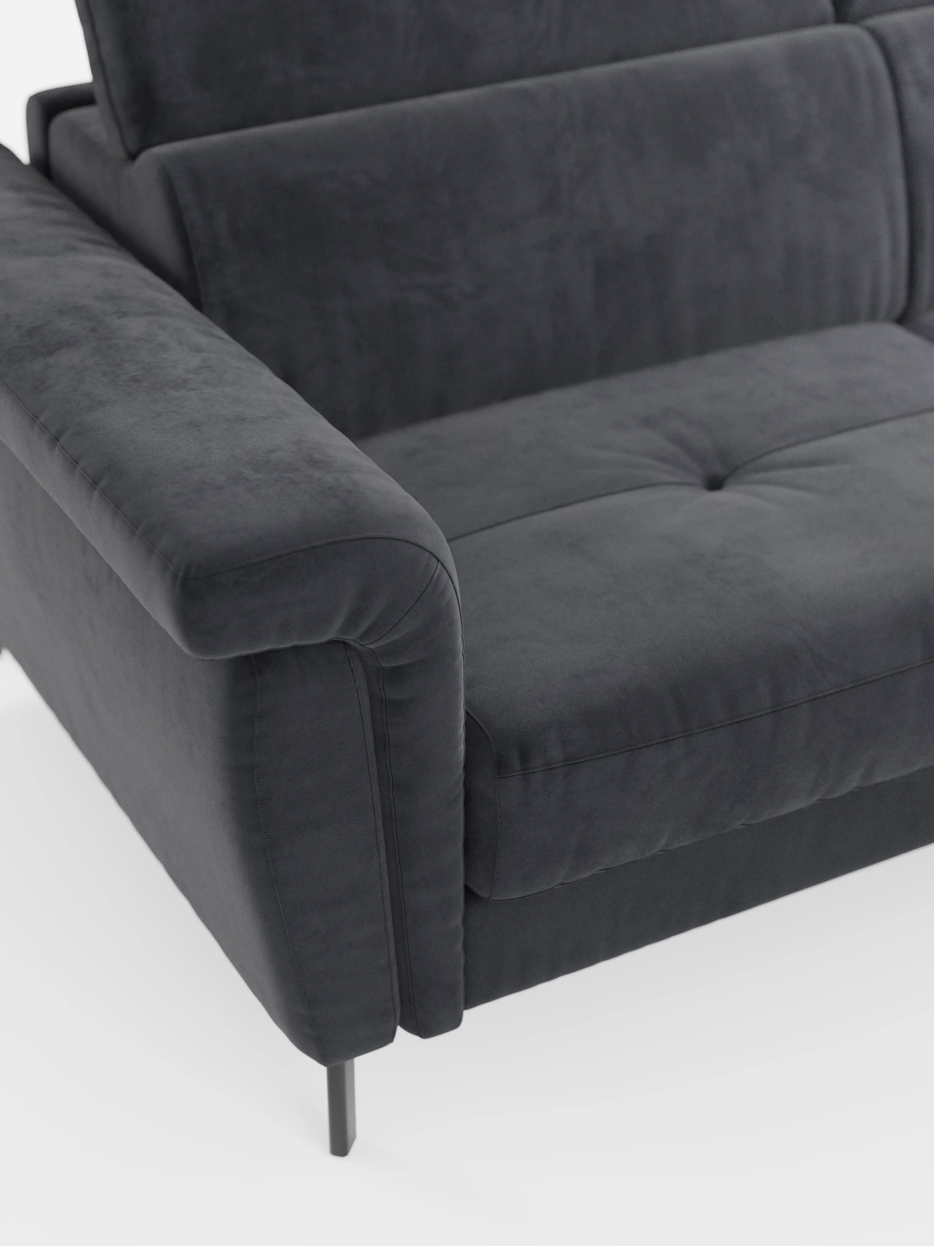 Capri Divano letto angolare con penisola contenitore e poggiatesta reclinabili - elegante tessuto smacchiabile T30