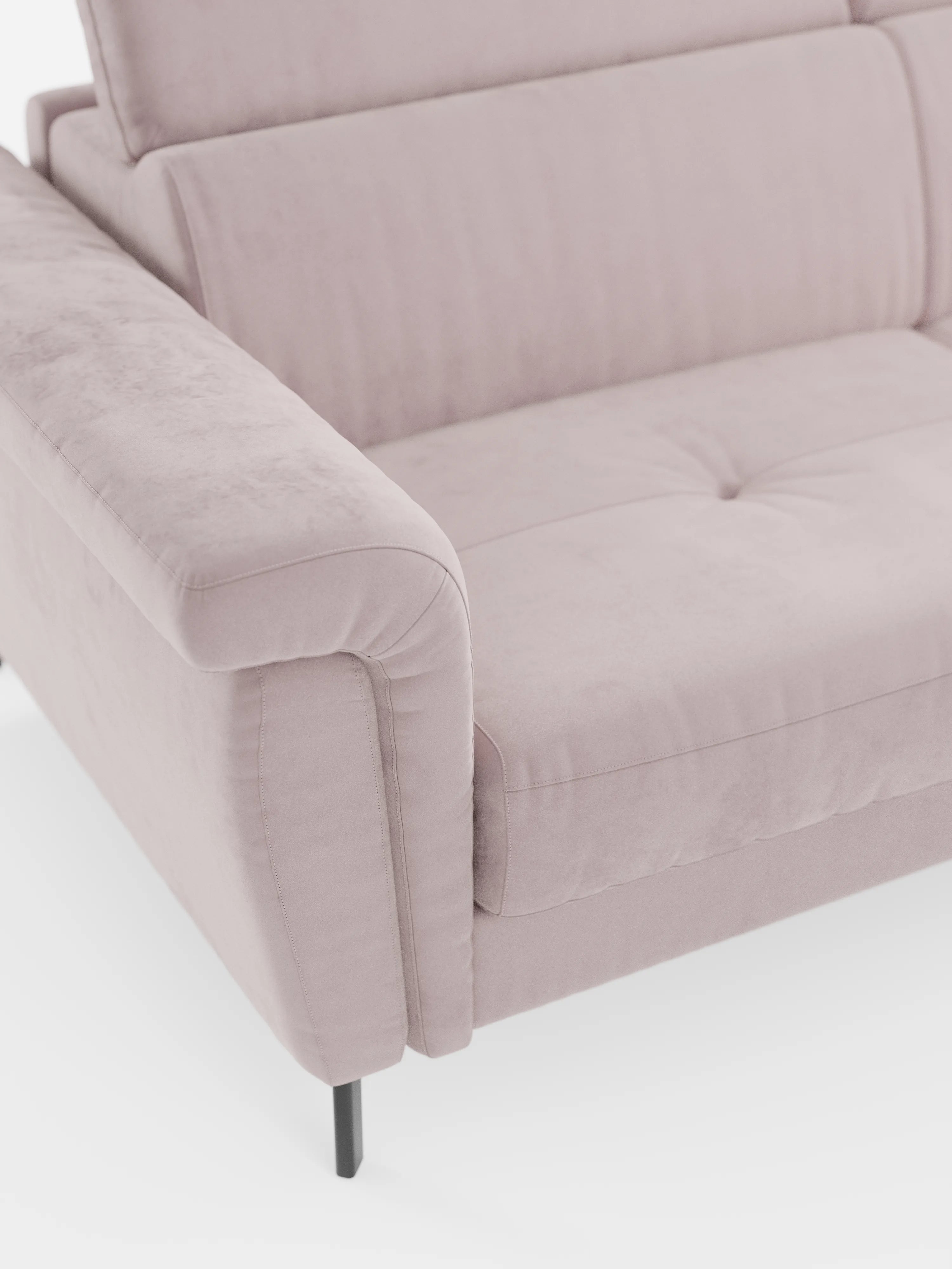 Capri Divano letto angolare con penisola contenitore e poggiatesta reclinabili - elegante tessuto smacchiabile T30