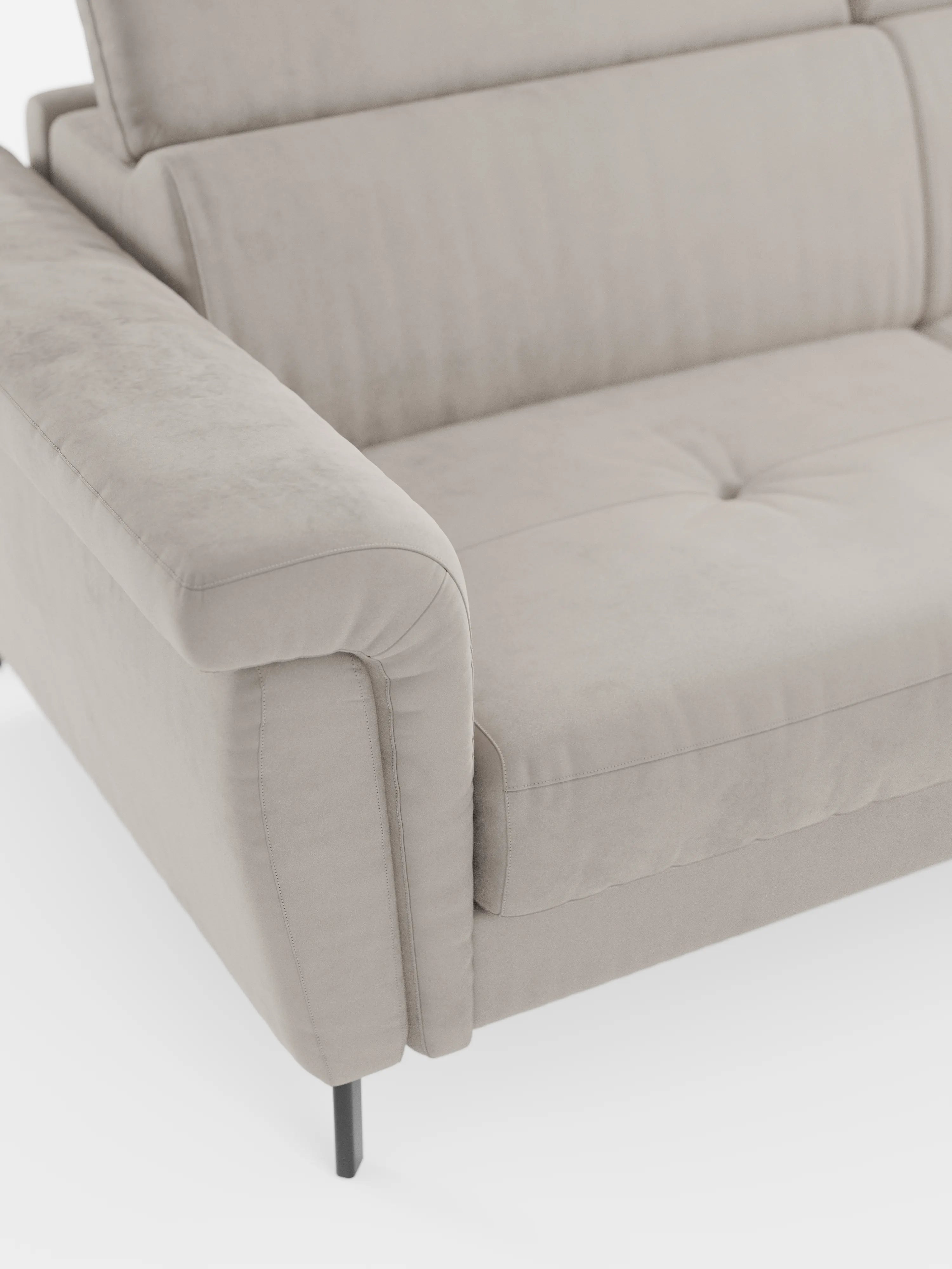 Capri Divano letto angolare con penisola contenitore e poggiatesta reclinabili - elegante tessuto smacchiabile T30
