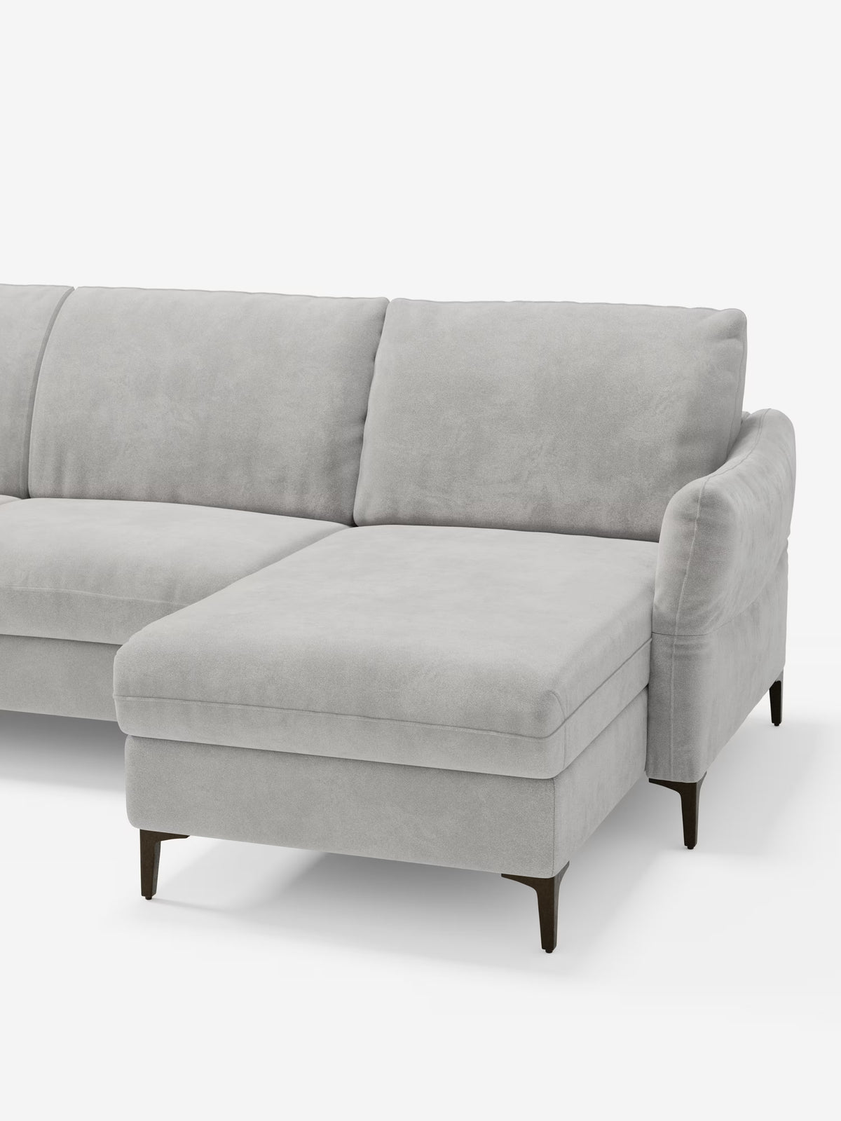 Dalia divano letto con penisola contenitore e materasso alto 18 cm - piedini alti e tessuto smacchiabile T30