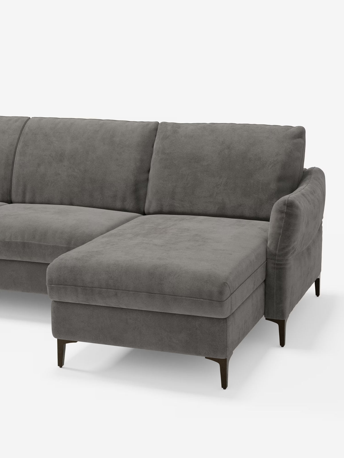 Dalia divano letto con penisola contenitore e materasso alto 18 cm - piedini alti e tessuto smacchiabile T30