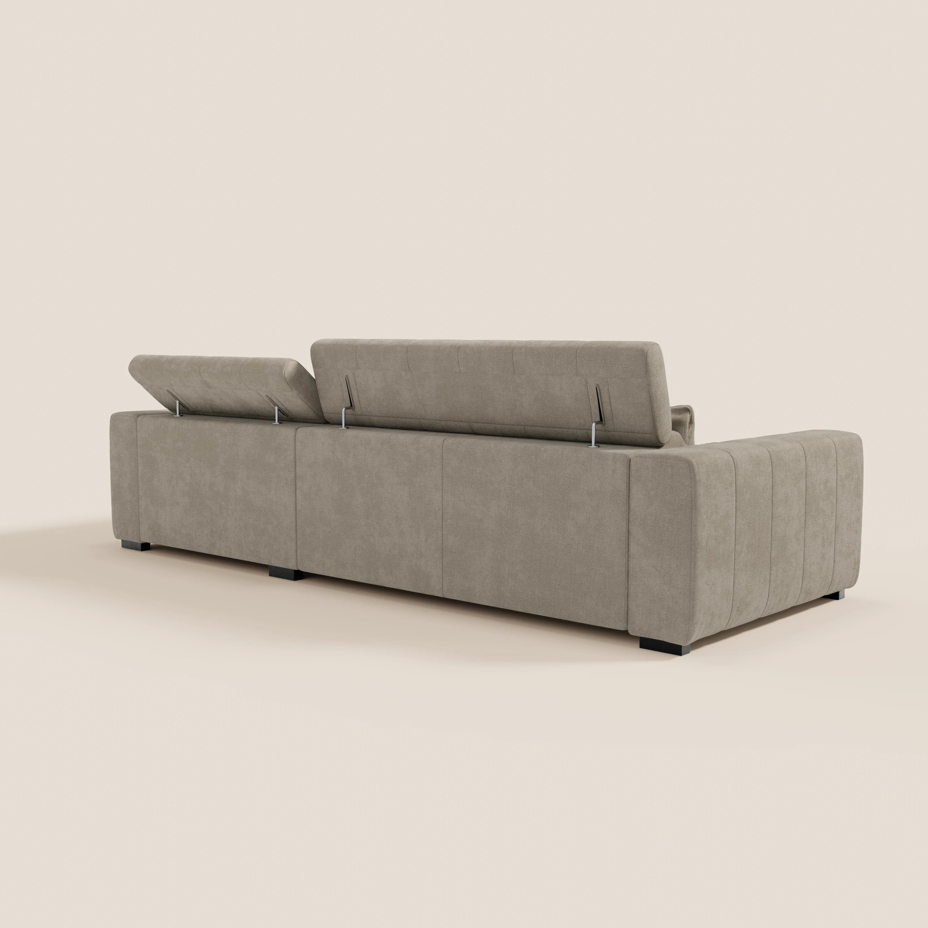 Doric Canapé d’angle avec méridienne et assises extensibles avec relaxation électrique - appuie-têtes inclinables en tissu anti-taches T23
