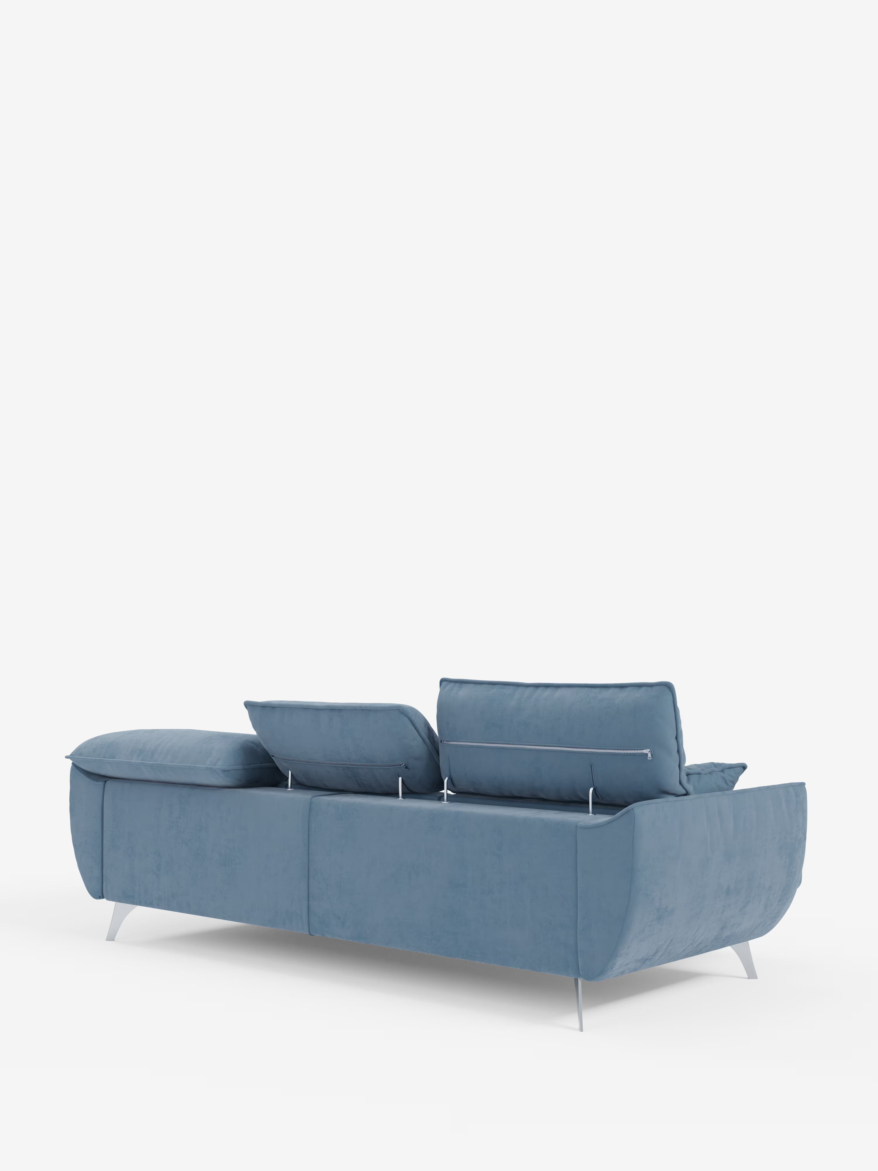 Michelangelo corner sofa with chaise longue and extendable seats - reclining headrests in refined stain-resistant velvet-effect fabric T30