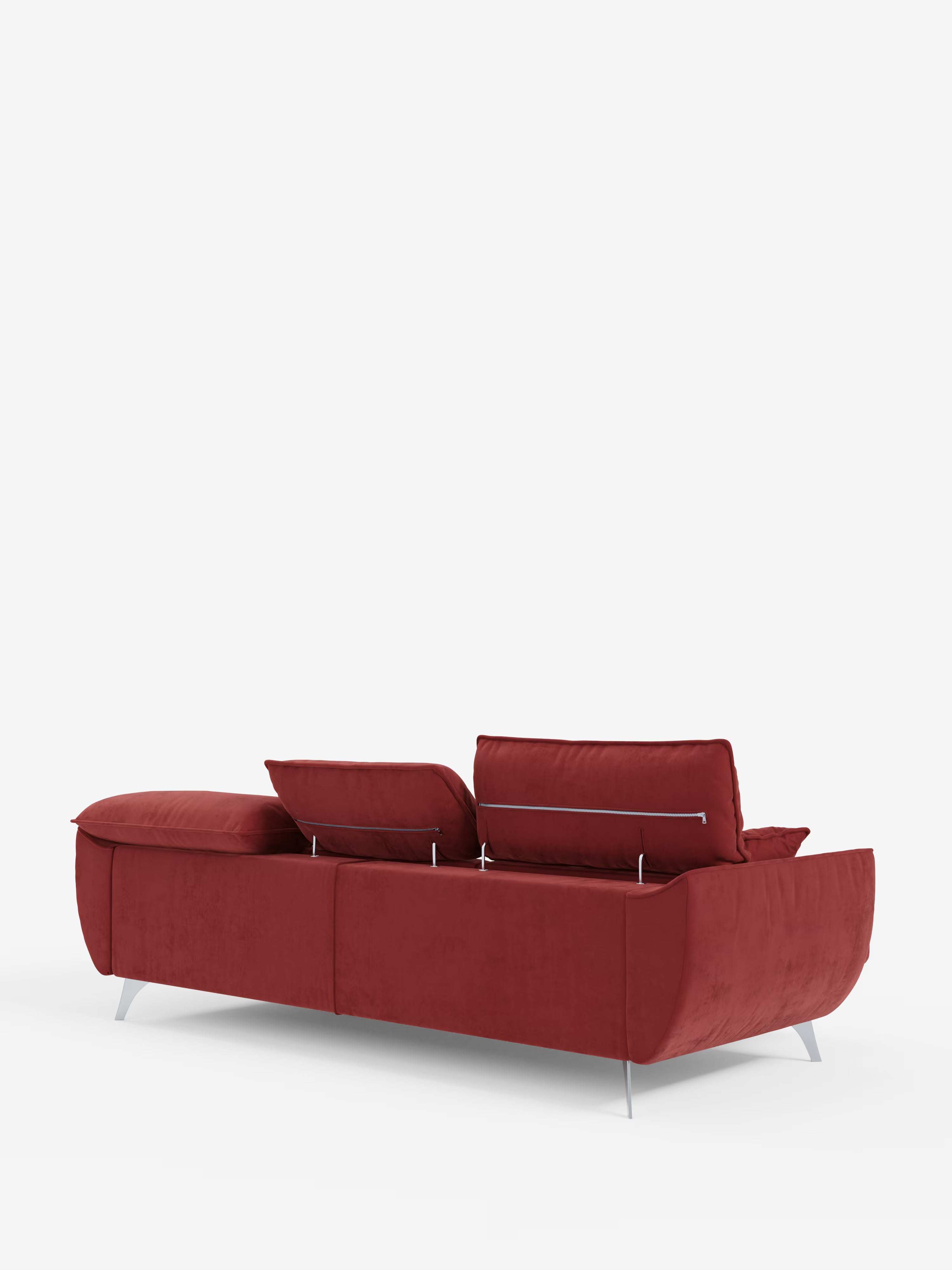 Michelangelo corner sofa with chaise longue and extendable seats - reclining headrests in refined stain-resistant velvet-effect fabric T30