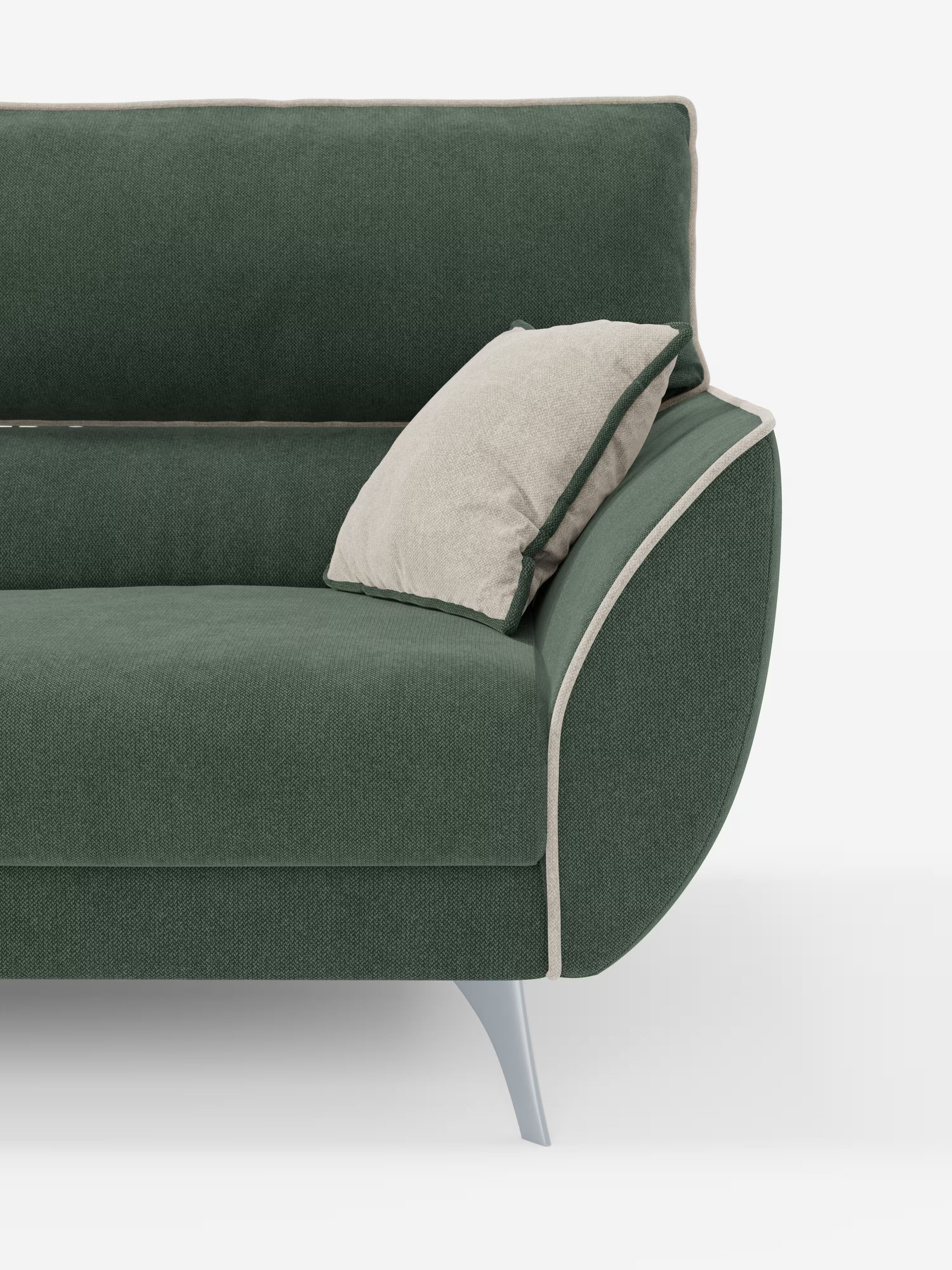 Michelangelo 4 plazas bicolor – Sofá con 3 asientos extensibles y reposacabezas reclinables en tejido antimanchas T23