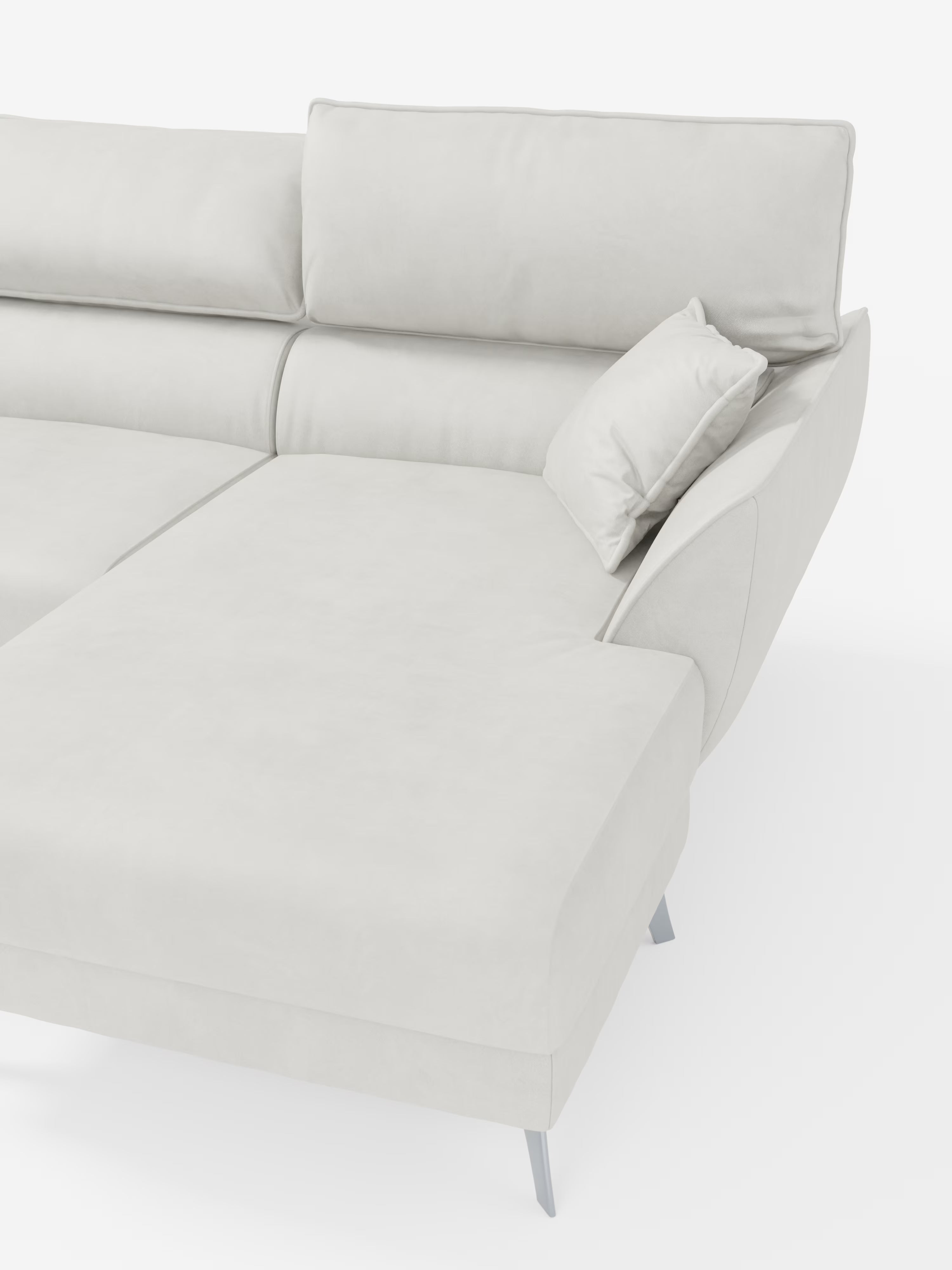 Michelangelo corner sofa with chaise longue and extendable seats - reclining headrests in refined stain-resistant velvet-effect fabric T30