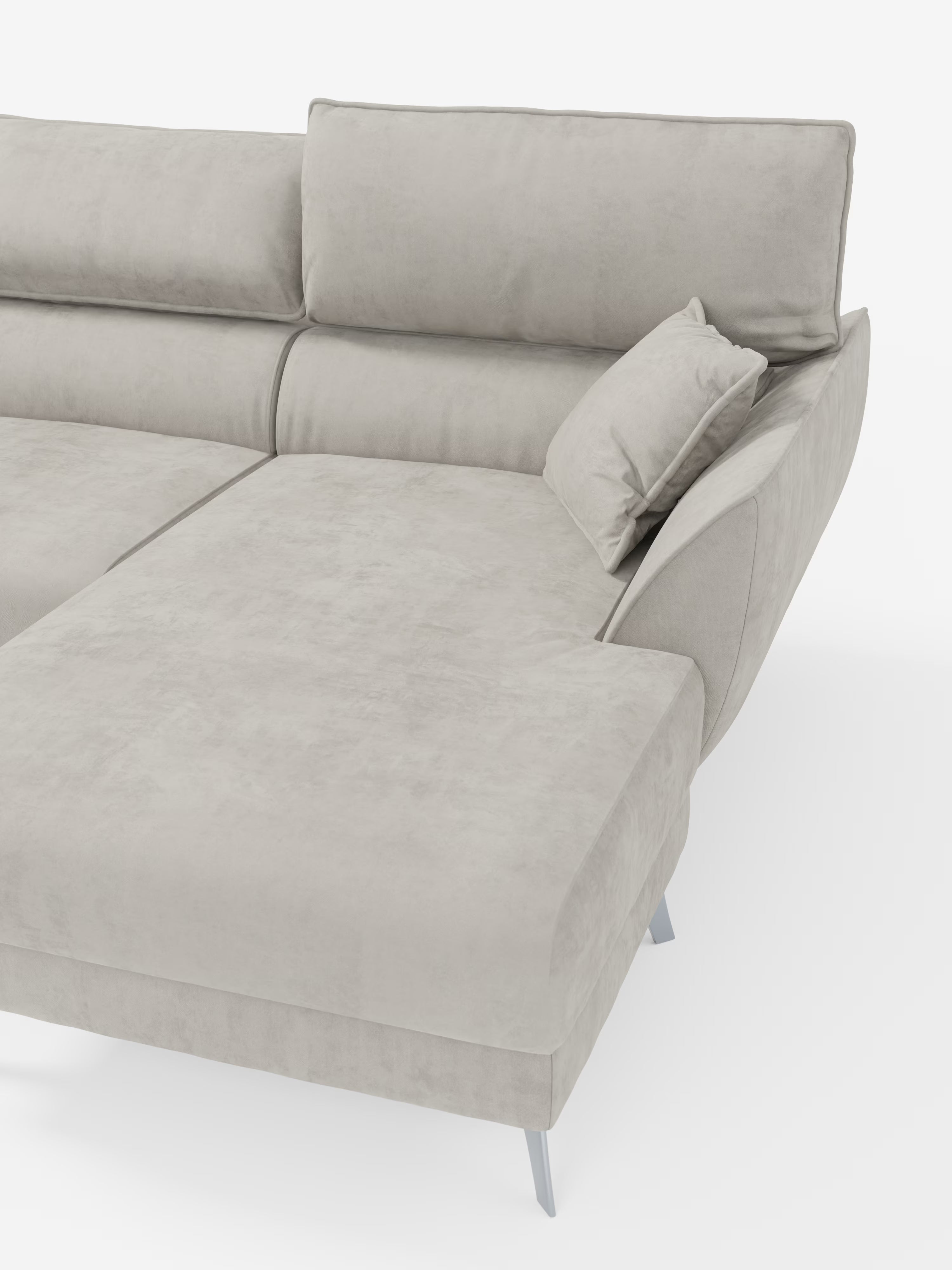 Michelangelo corner sofa with chaise longue and extendable seats - reclining headrests in refined stain-resistant velvet-effect fabric T30