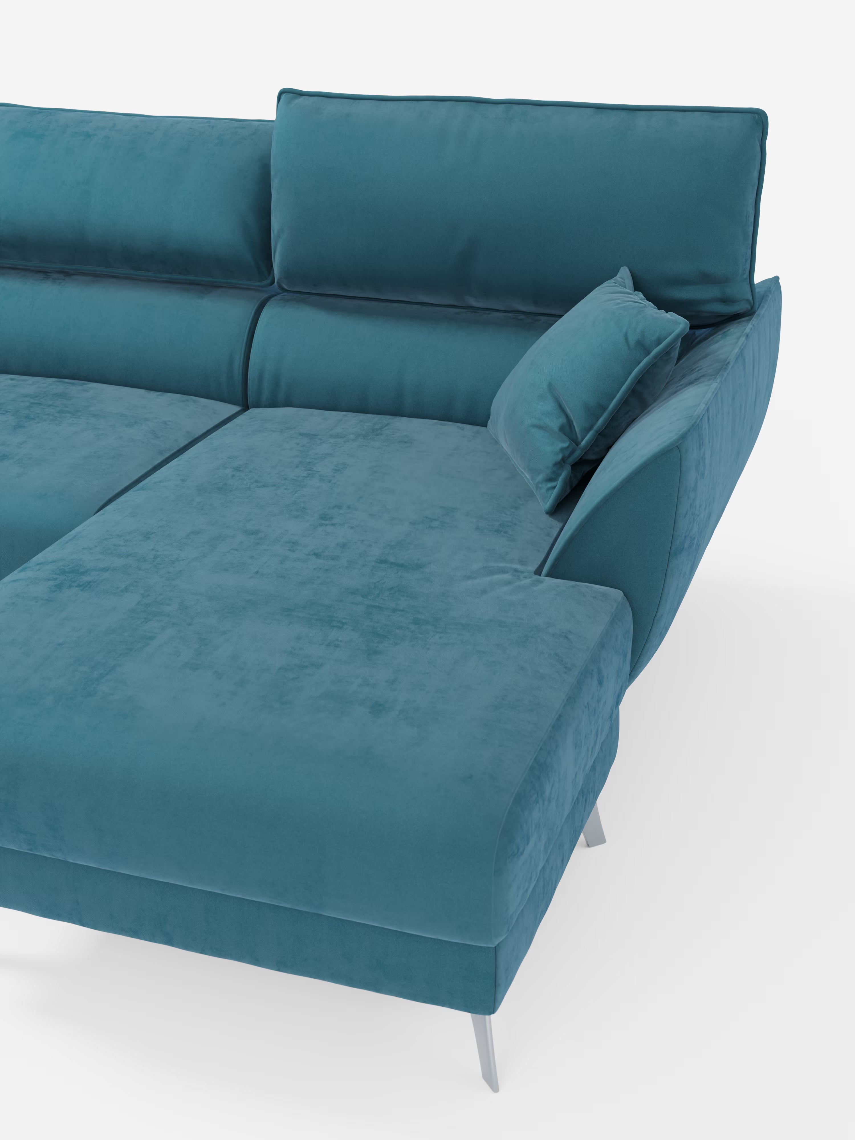 Michelangelo corner sofa with chaise longue and extendable seats - reclining headrests in refined stain-resistant velvet-effect fabric T30
