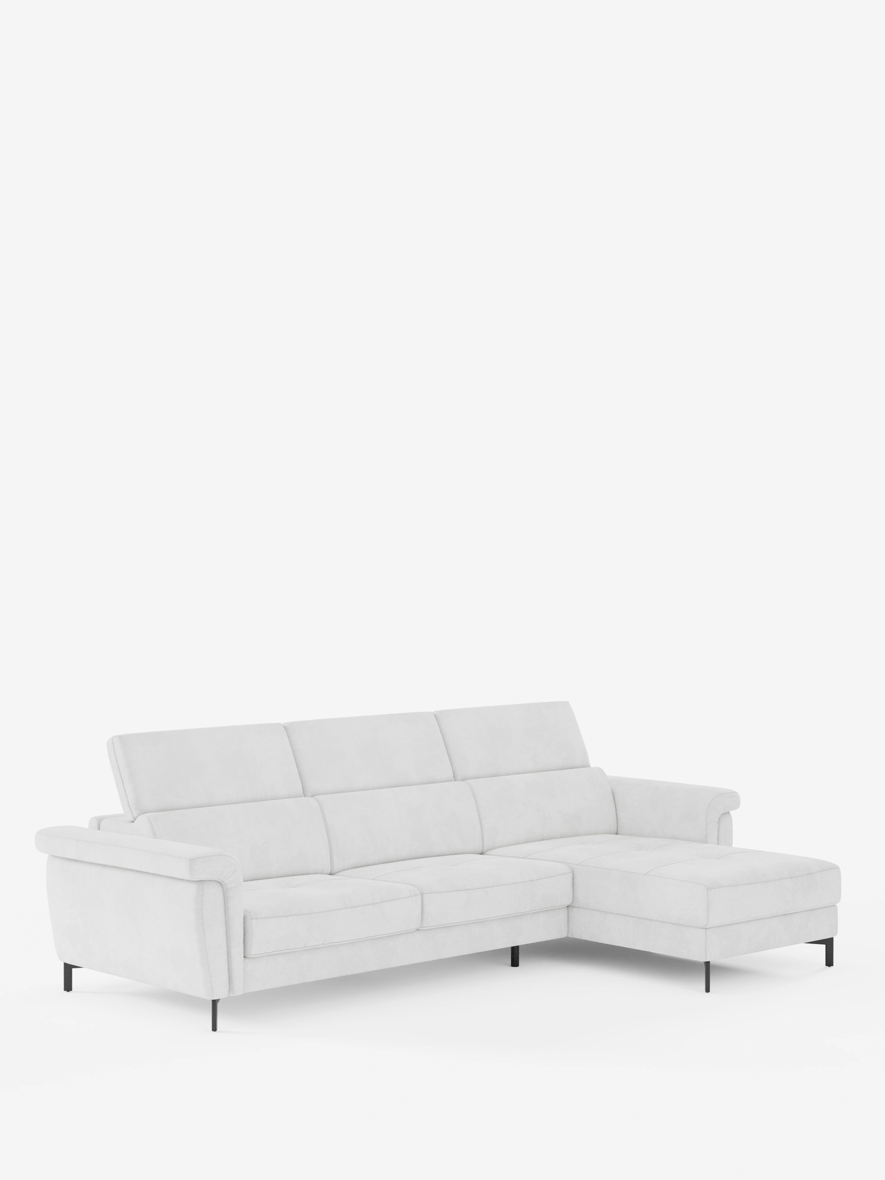 Capri Divano letto angolare con penisola contenitore e poggiatesta reclinabili - elegante tessuto smacchiabile T30