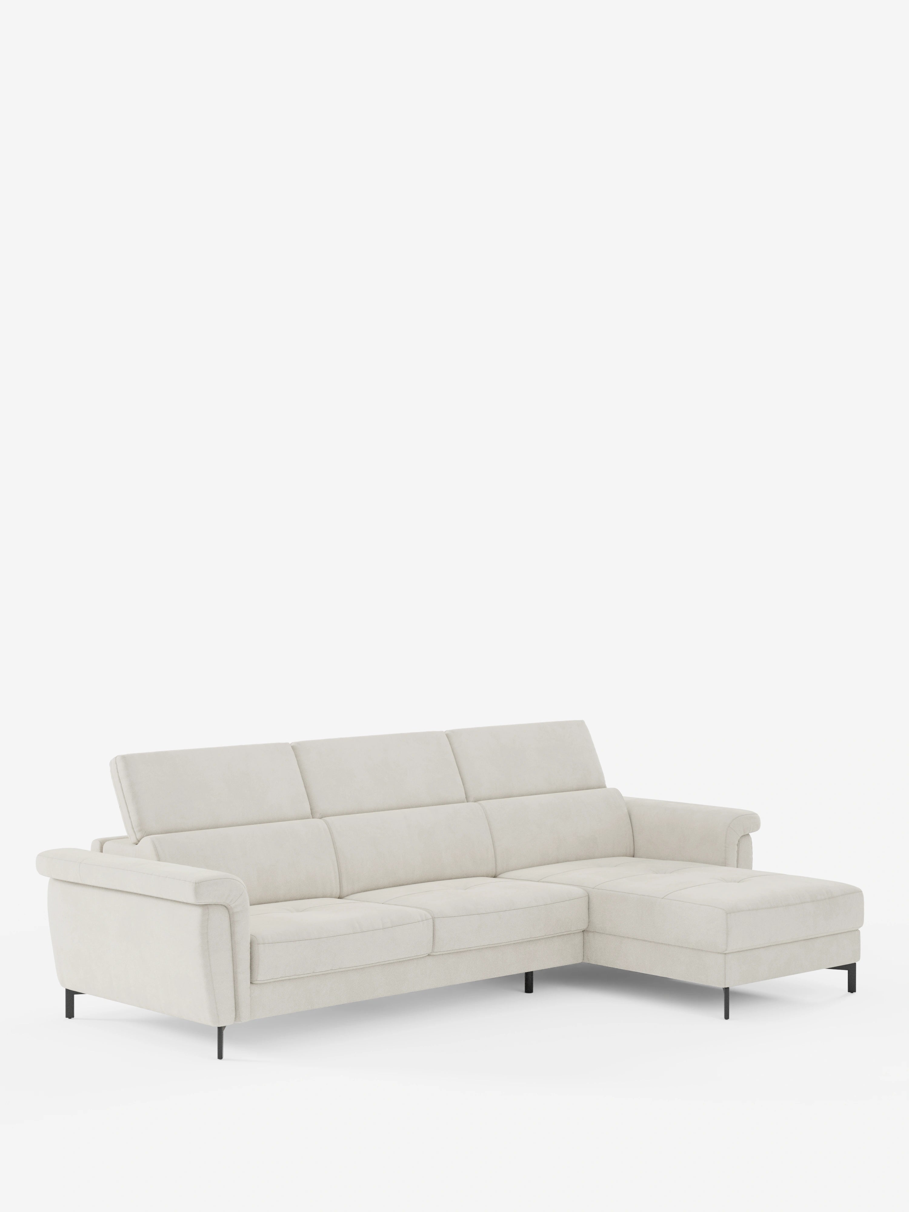 Capri Divano letto angolare con penisola contenitore e poggiatesta reclinabili - elegante tessuto smacchiabile T30