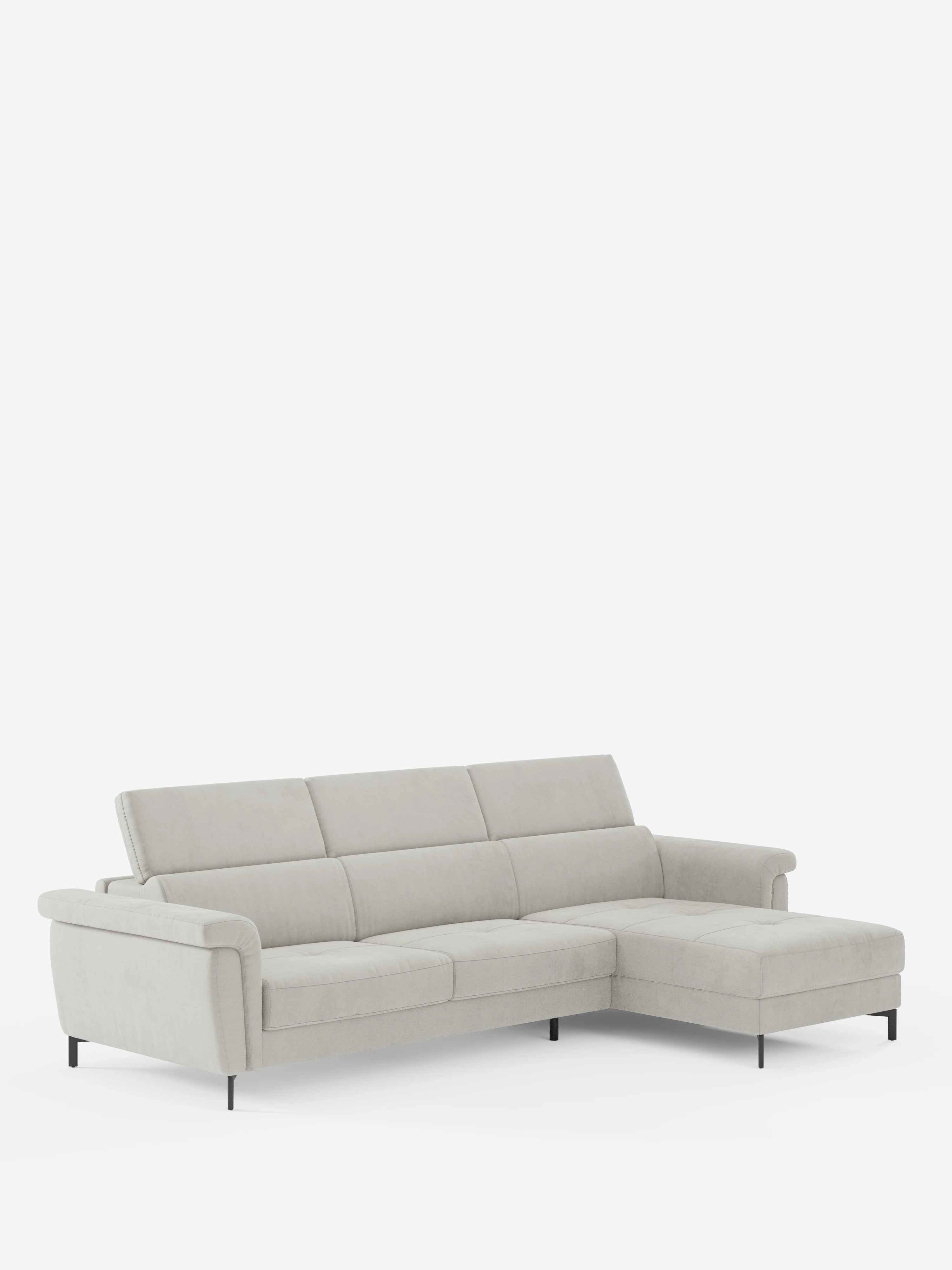 Capri Divano letto angolare con penisola contenitore e poggiatesta reclinabili - elegante tessuto smacchiabile T30