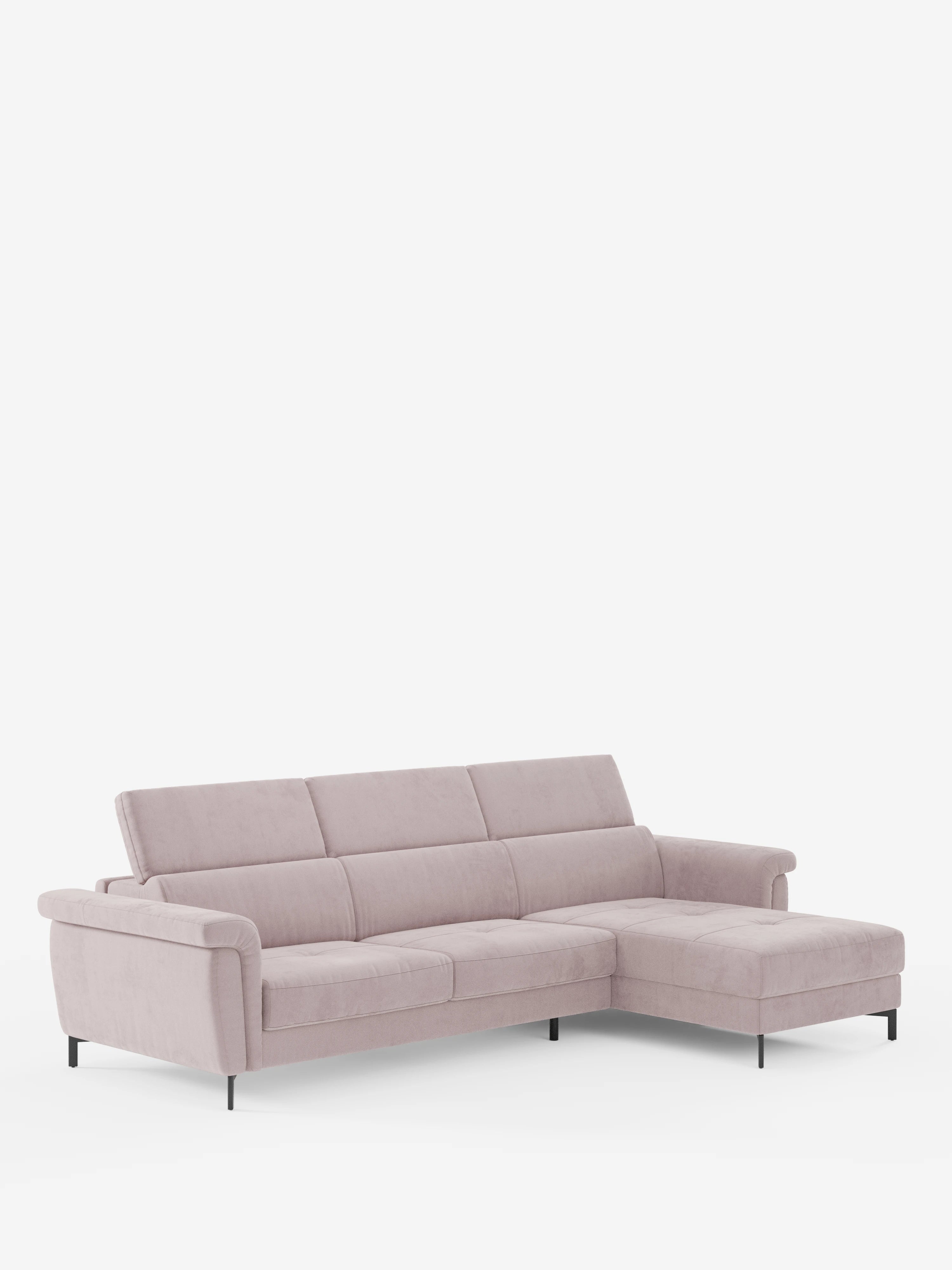 Capri Divano letto angolare con penisola contenitore e poggiatesta reclinabili - elegante tessuto smacchiabile T30