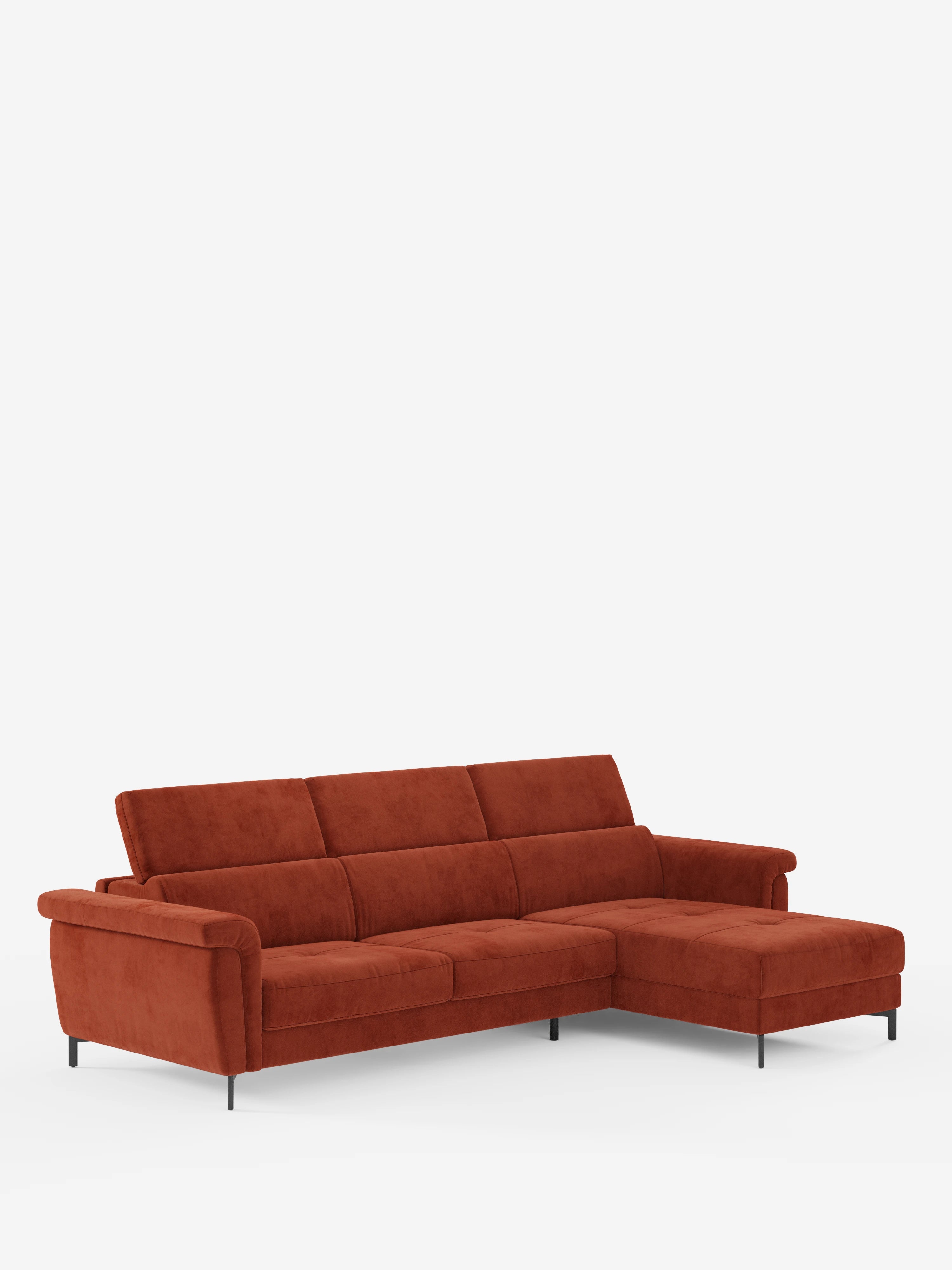Capri Divano letto angolare con penisola contenitore e poggiatesta reclinabili - elegante tessuto smacchiabile T30