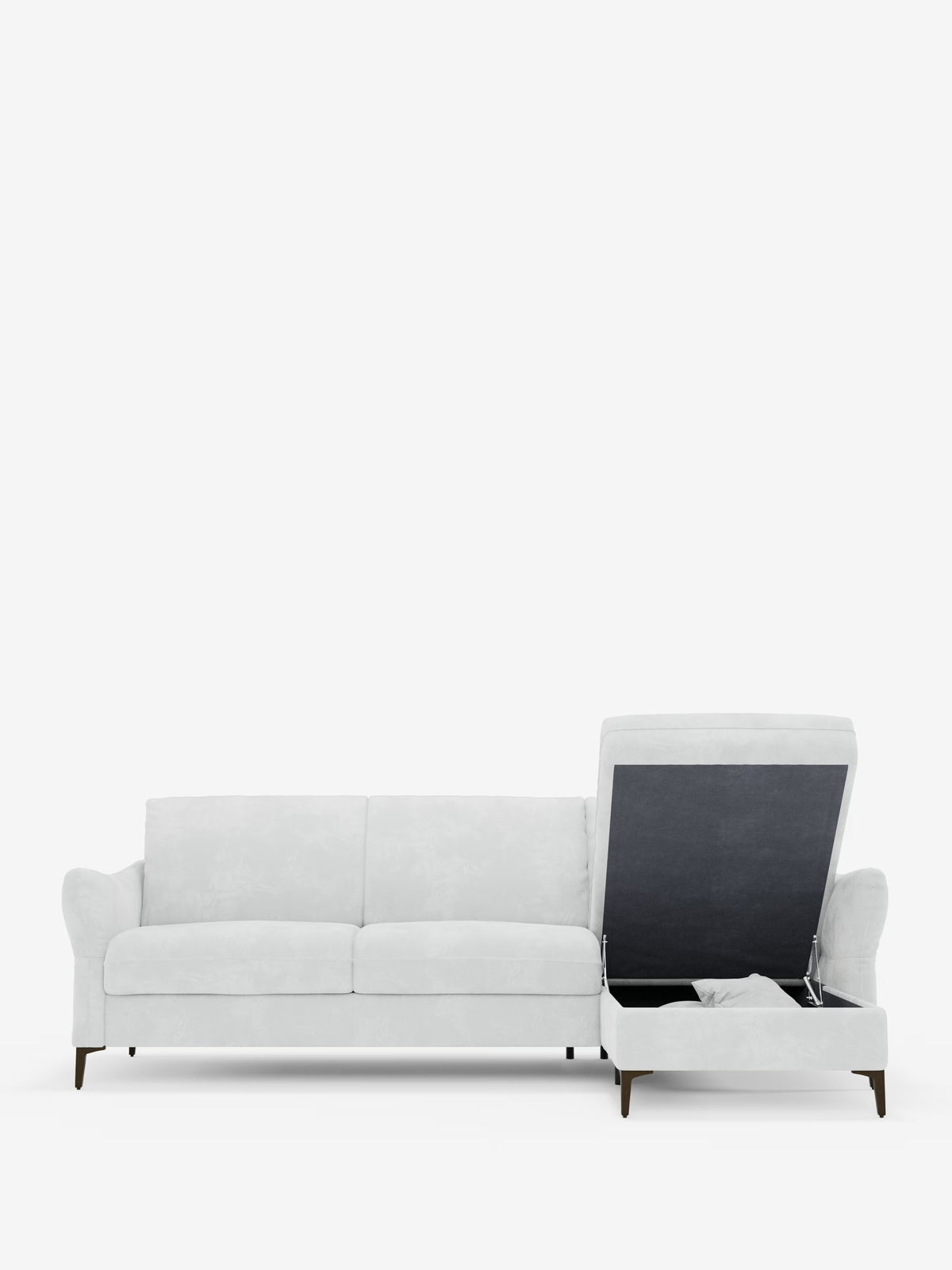 Dalia divano letto con penisola contenitore e materasso alto 18 cm - piedini alti e tessuto smacchiabile T30