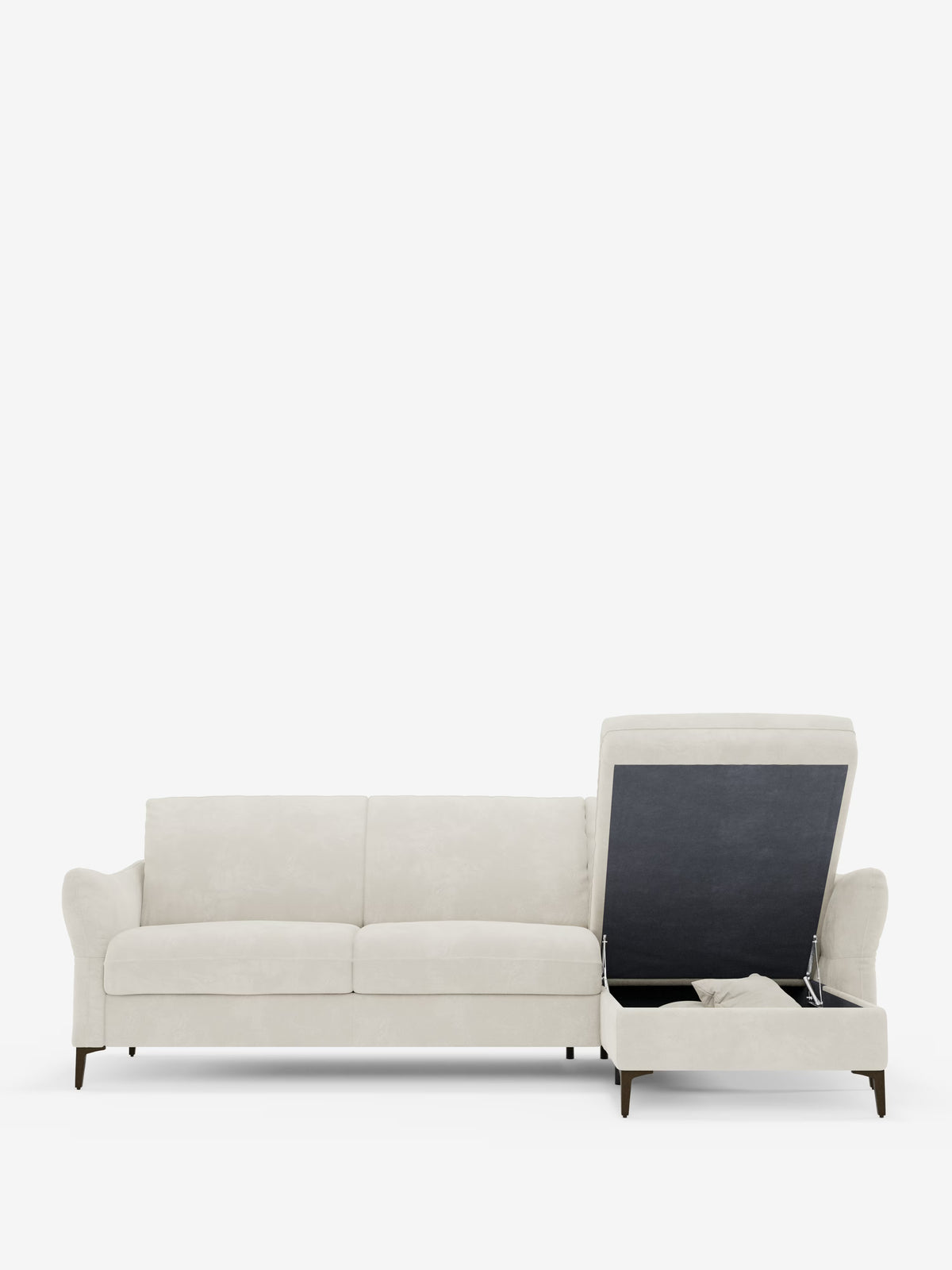 Dalia divano letto con penisola contenitore e materasso alto 18 cm - piedini alti e tessuto smacchiabile T30