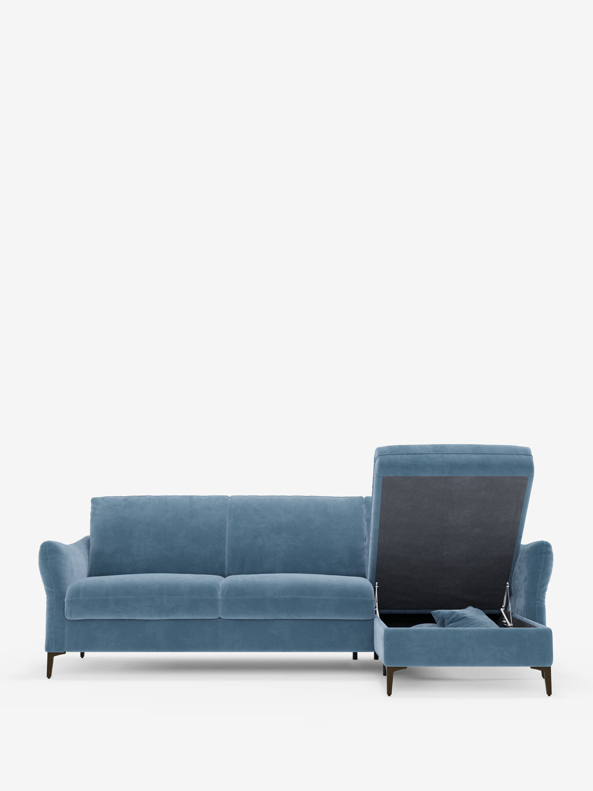 Dalia divano letto con penisola contenitore e materasso alto 18 cm - piedini alti e tessuto smacchiabile T30