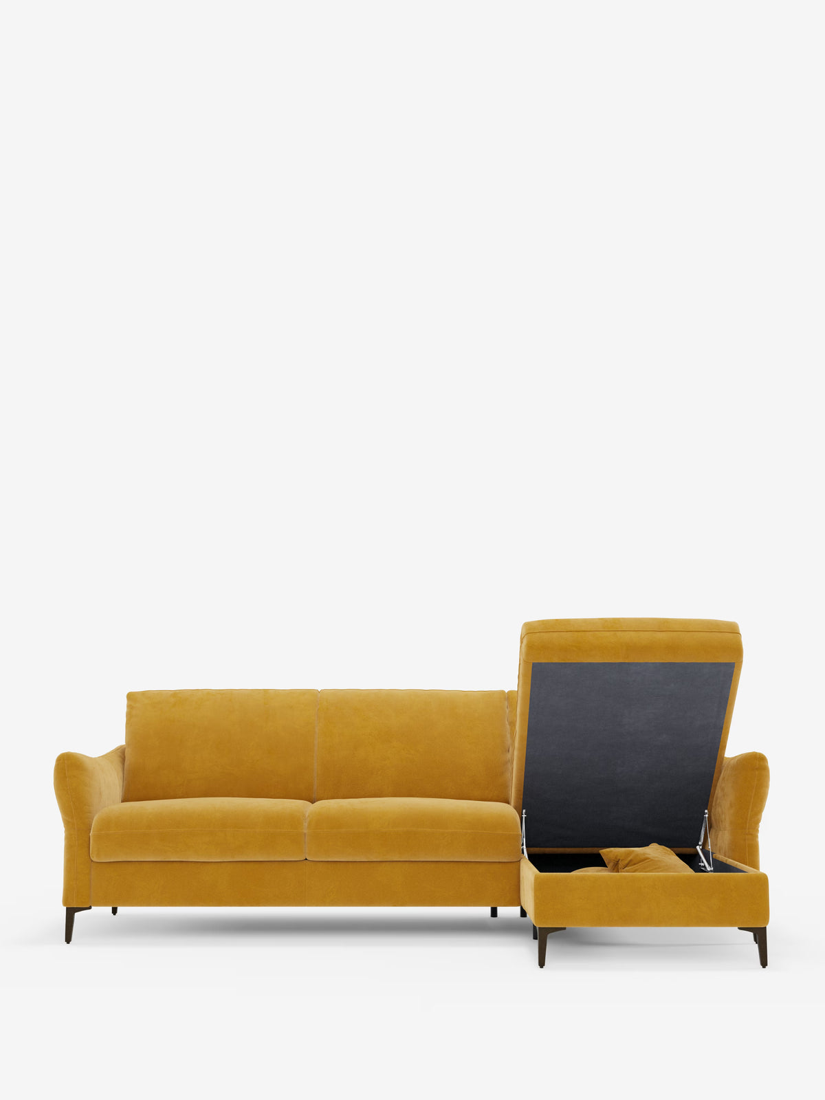 Dalia divano letto con penisola contenitore e materasso alto 18 cm - piedini alti e tessuto smacchiabile T30