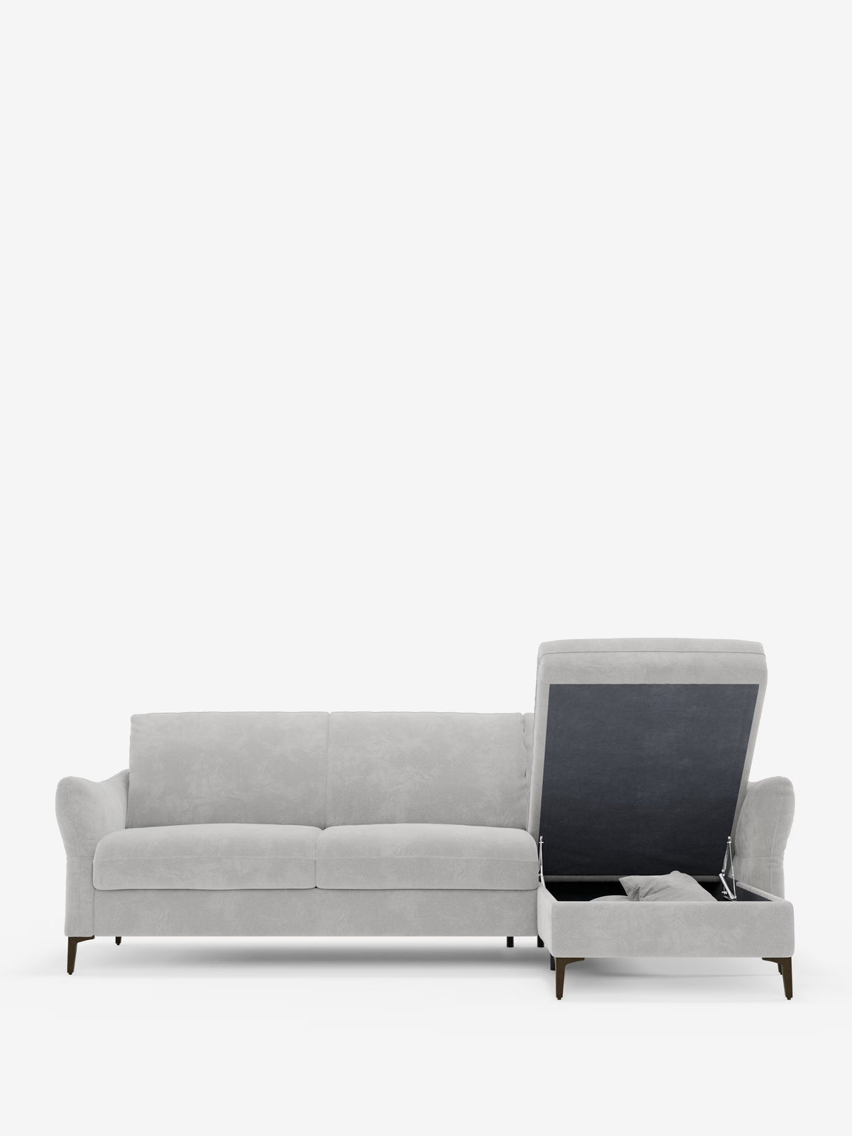 Dalia divano letto con penisola contenitore e materasso alto 18 cm - piedini alti e tessuto smacchiabile T30