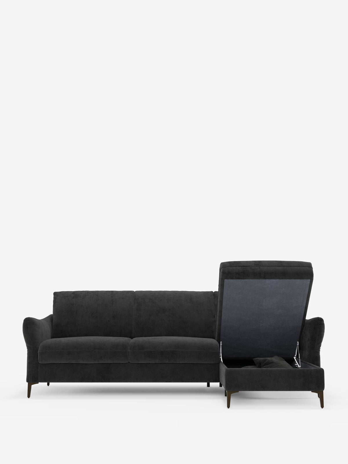 Dalia divano letto con penisola contenitore e materasso alto 18 cm - piedini alti e tessuto smacchiabile T30