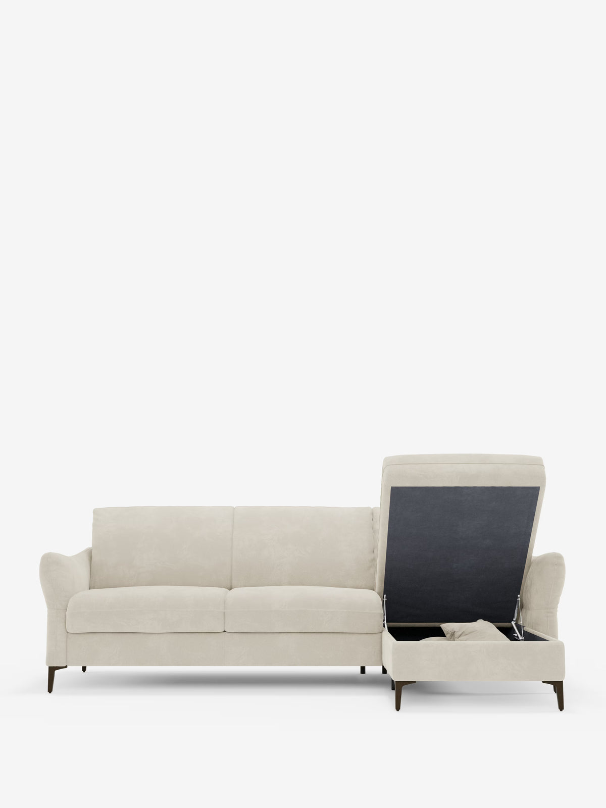 Dalia divano letto con penisola contenitore e materasso alto 18 cm - piedini alti e tessuto smacchiabile T30