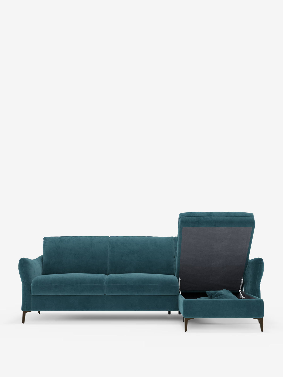 Dalia divano letto con penisola contenitore e materasso alto 18 cm - piedini alti e tessuto smacchiabile T30