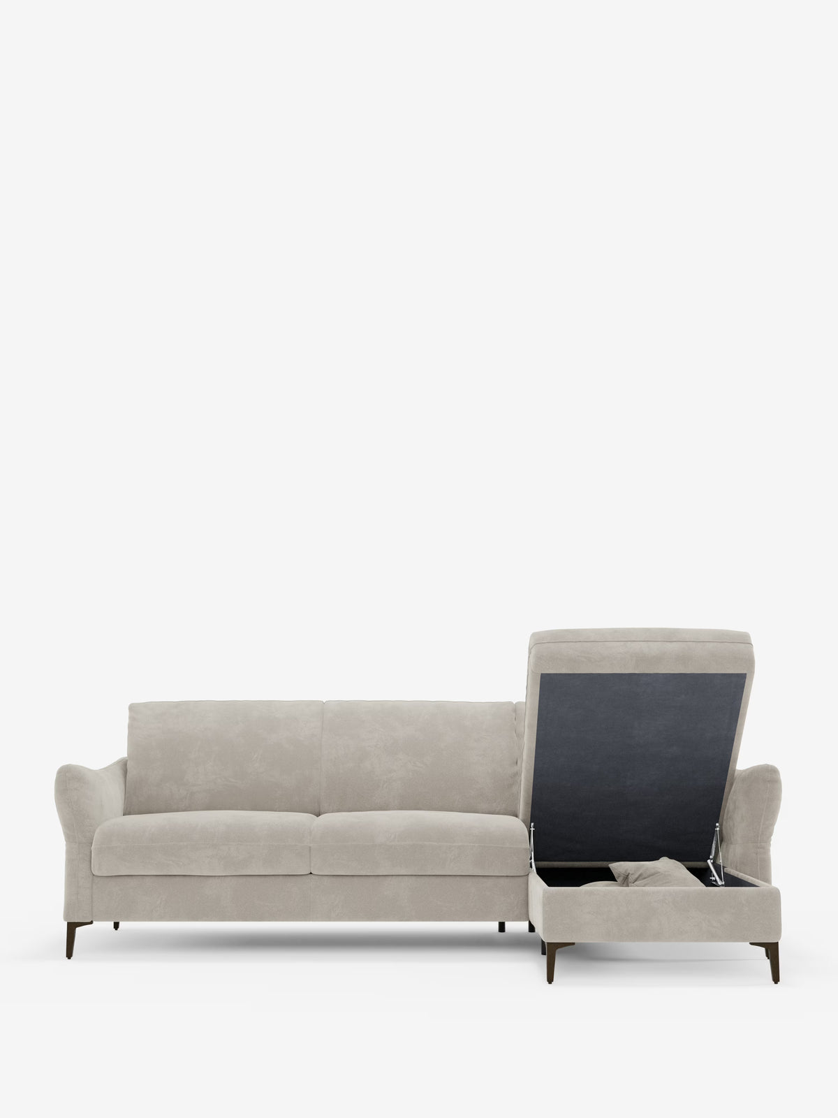 Dalia divano letto con penisola contenitore e materasso alto 18 cm - piedini alti e tessuto smacchiabile T30