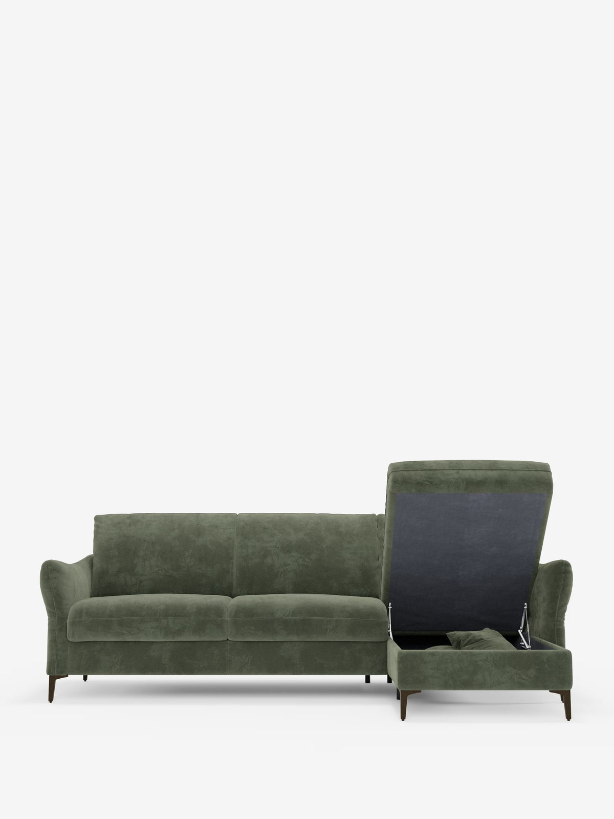 Dalia divano letto con penisola contenitore e materasso alto 18 cm - piedini alti e tessuto smacchiabile T30