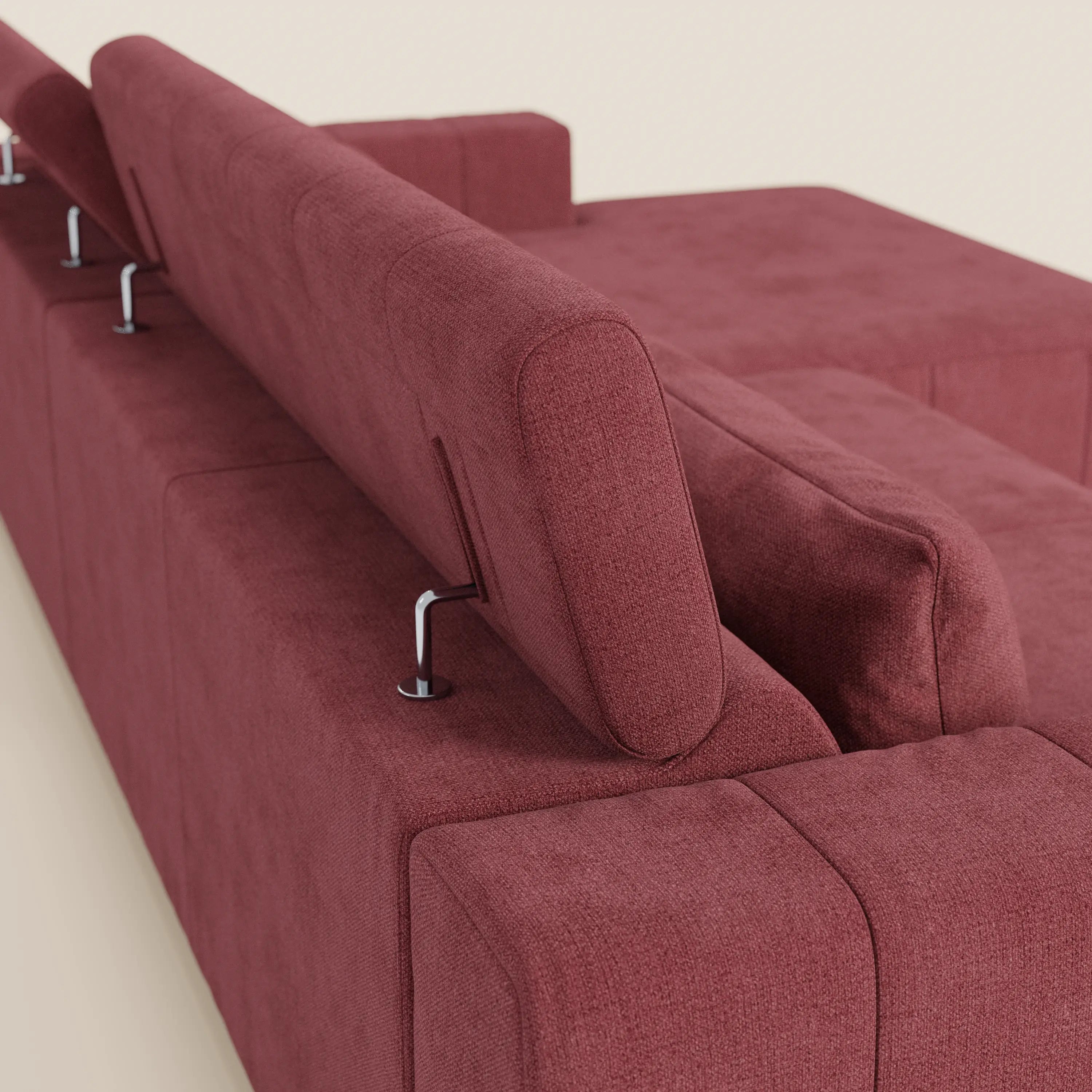 Doric Divano angolare con penisola e sedute allungabili con relax elettrico - poggiatesta reclinabili in tessuto smacchiabile T23 - divani.store