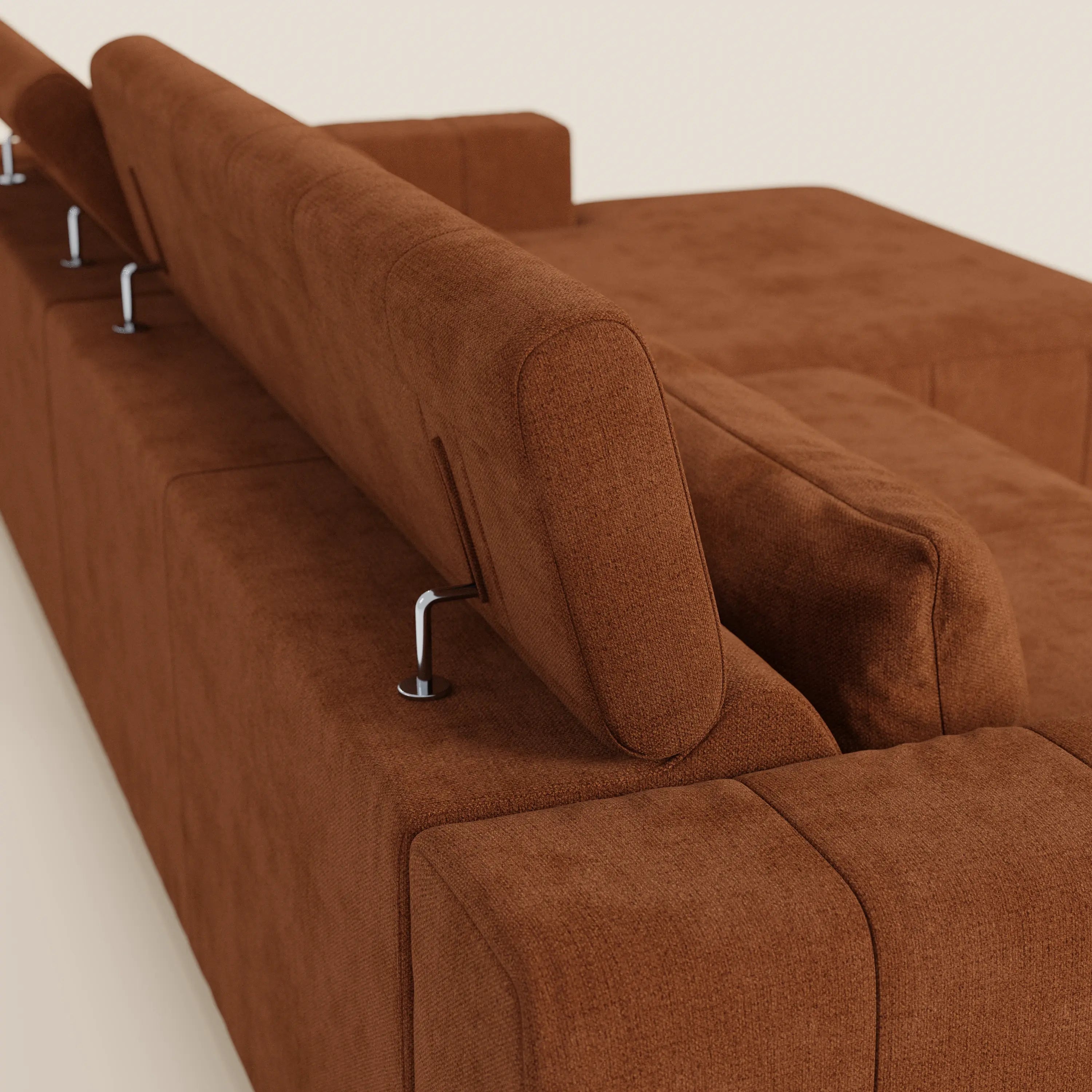 Doric Canapé d’angle avec méridienne et assises extensibles avec relaxation électrique - appuie-têtes inclinables en tissu anti-taches T23