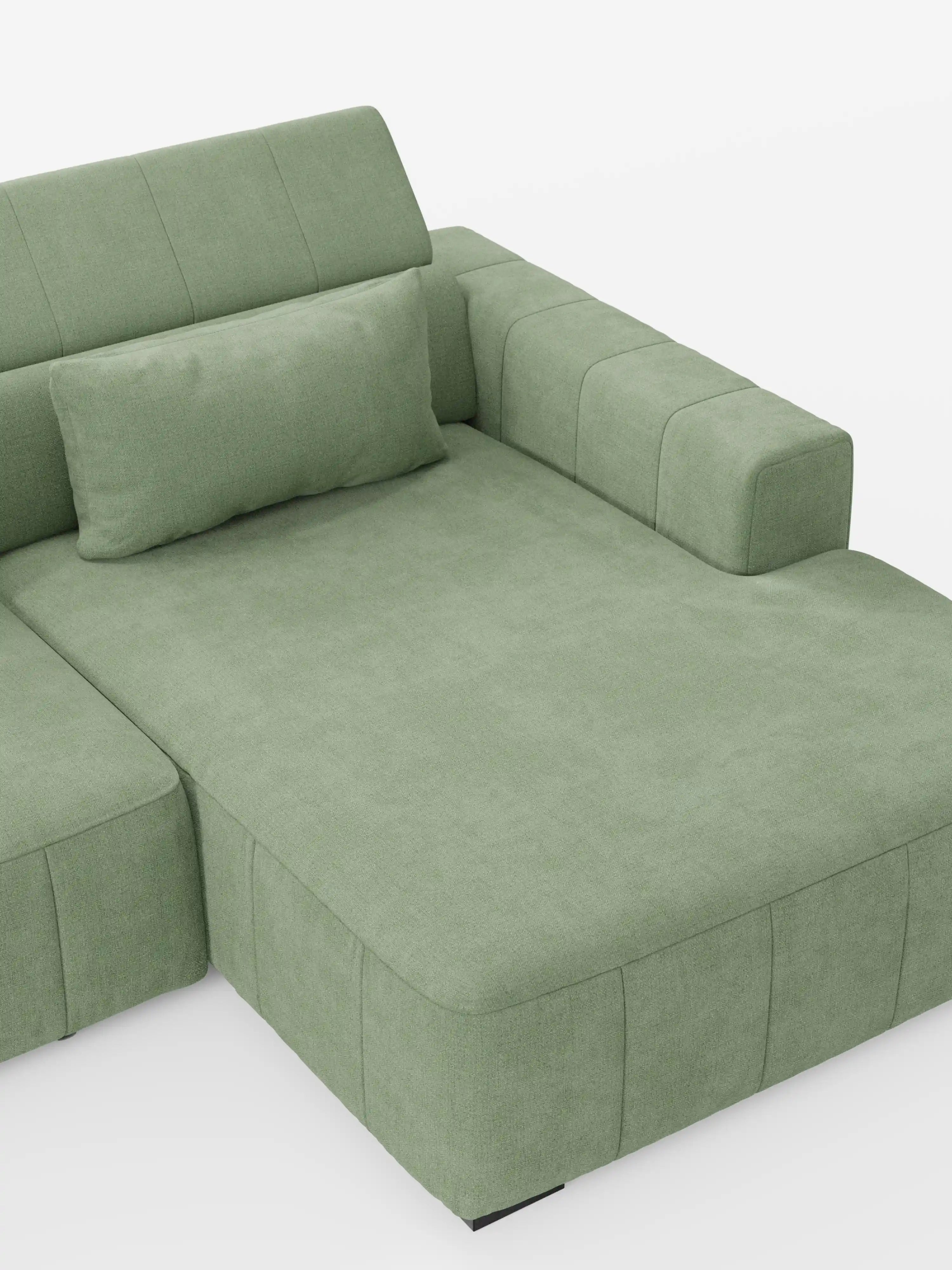 Doric Divano angolare con penisola e sedute allungabili con relax elettrico - poggiatesta reclinabili in tessuto smacchiabile T23