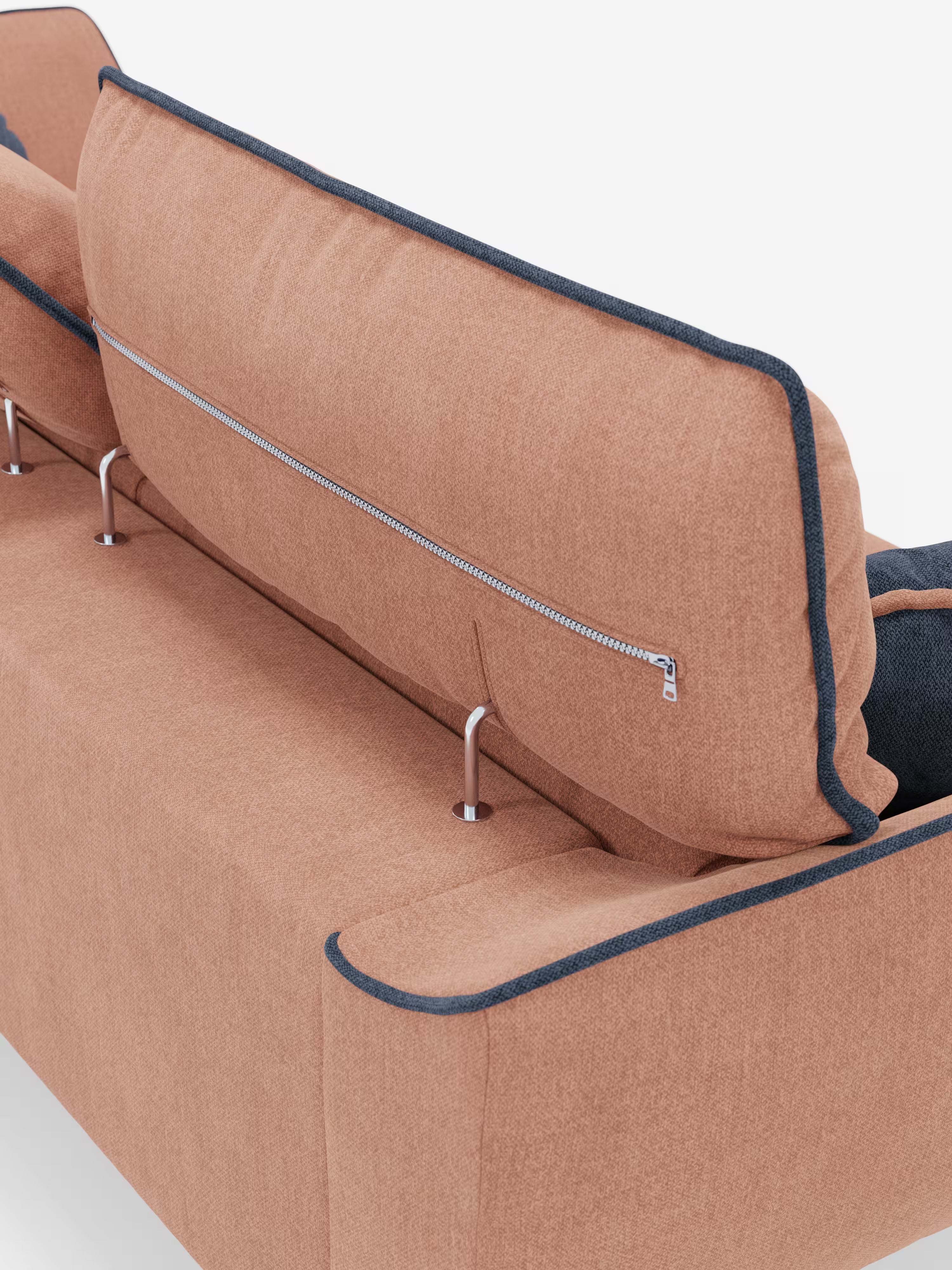 Michelangelo 4 plazas bicolor – Sofá con 3 asientos extensibles y reposacabezas reclinables en tejido antimanchas T23