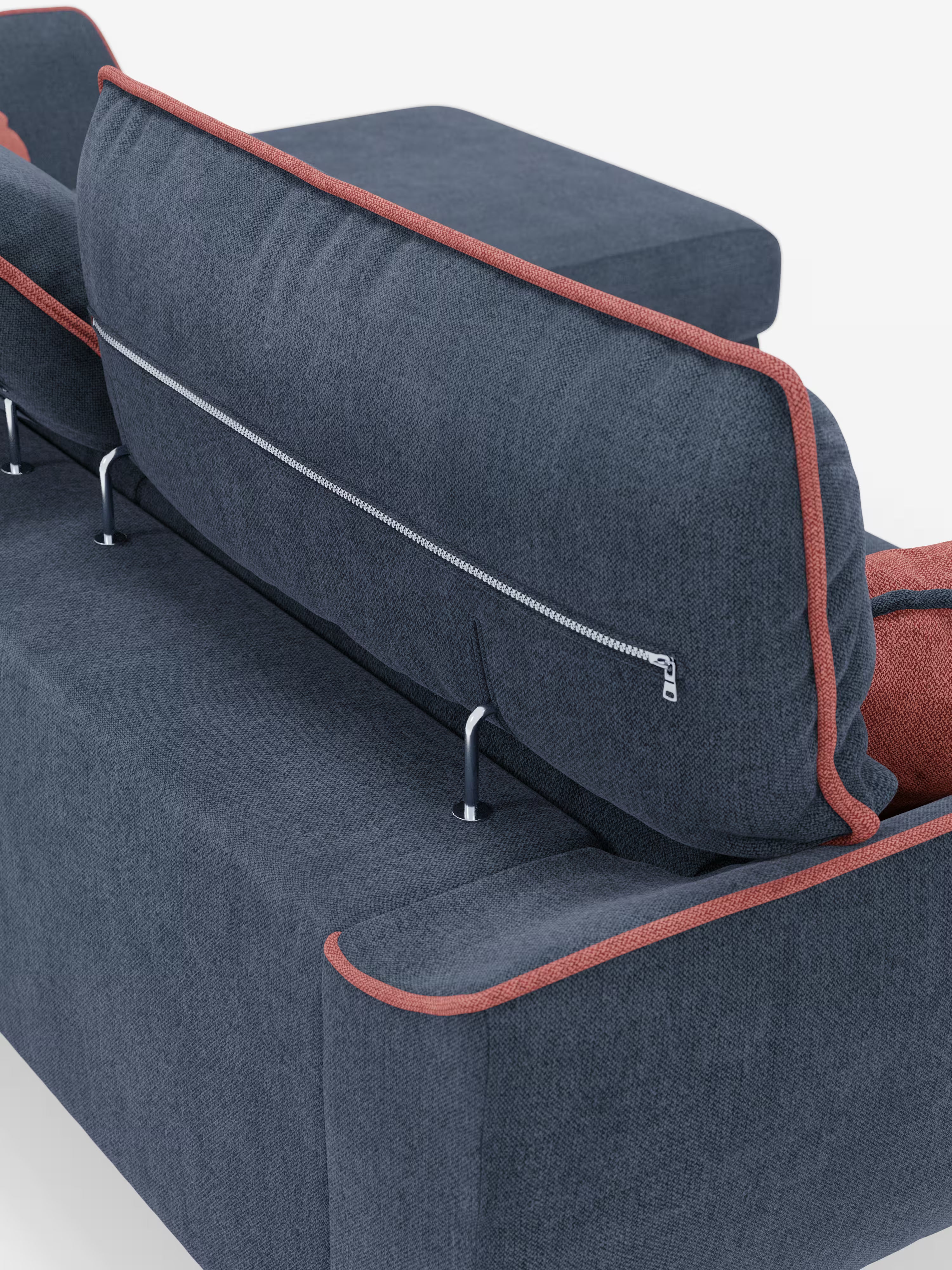 Michelangelo Sofá esquinero bicolor con chaise longue y asientos extensibles - reposacabezas reclinables en tejido antimanchas T23