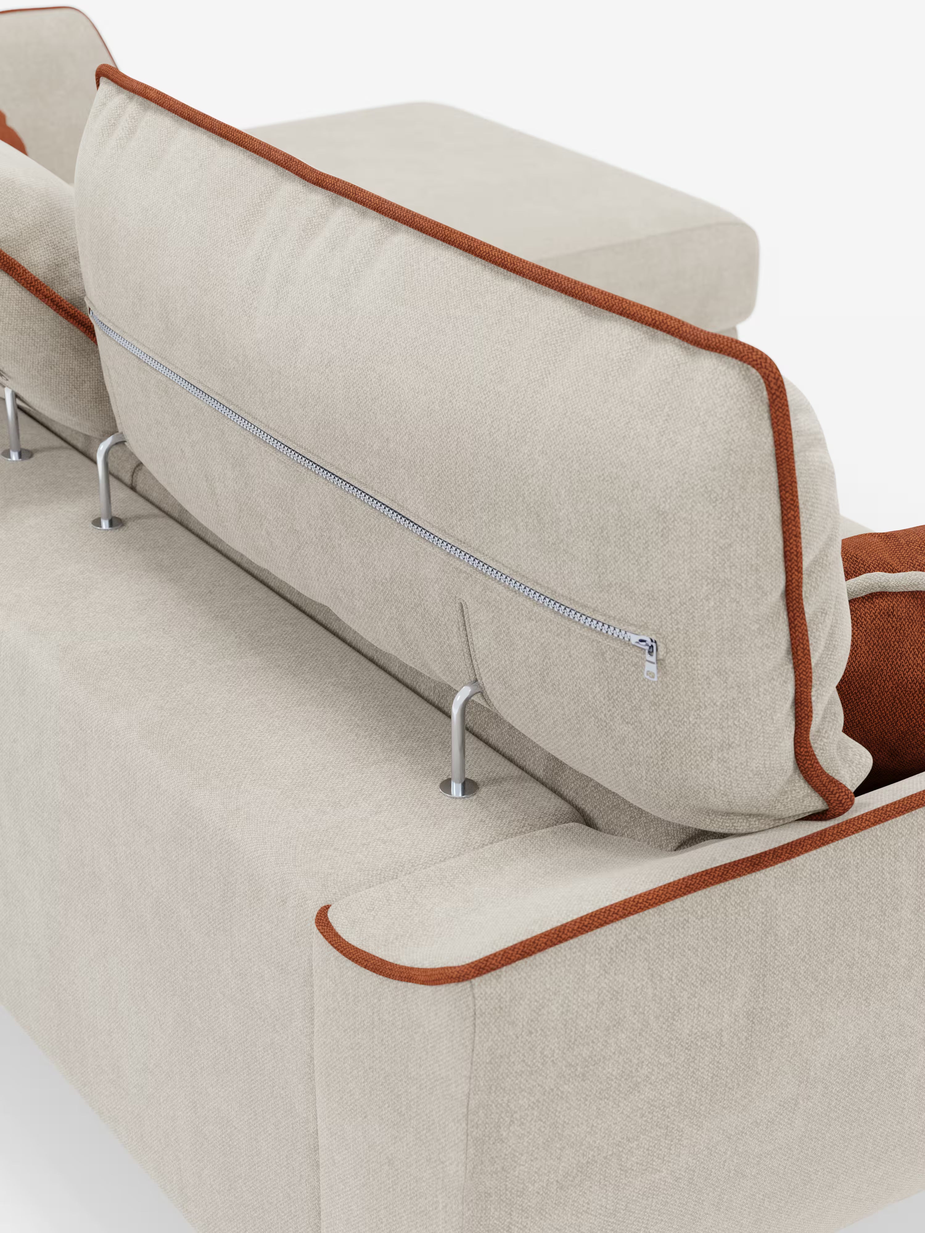 Michelangelo Sofá esquinero bicolor con chaise longue y asientos extensibles - reposacabezas reclinables en tejido antimanchas T23