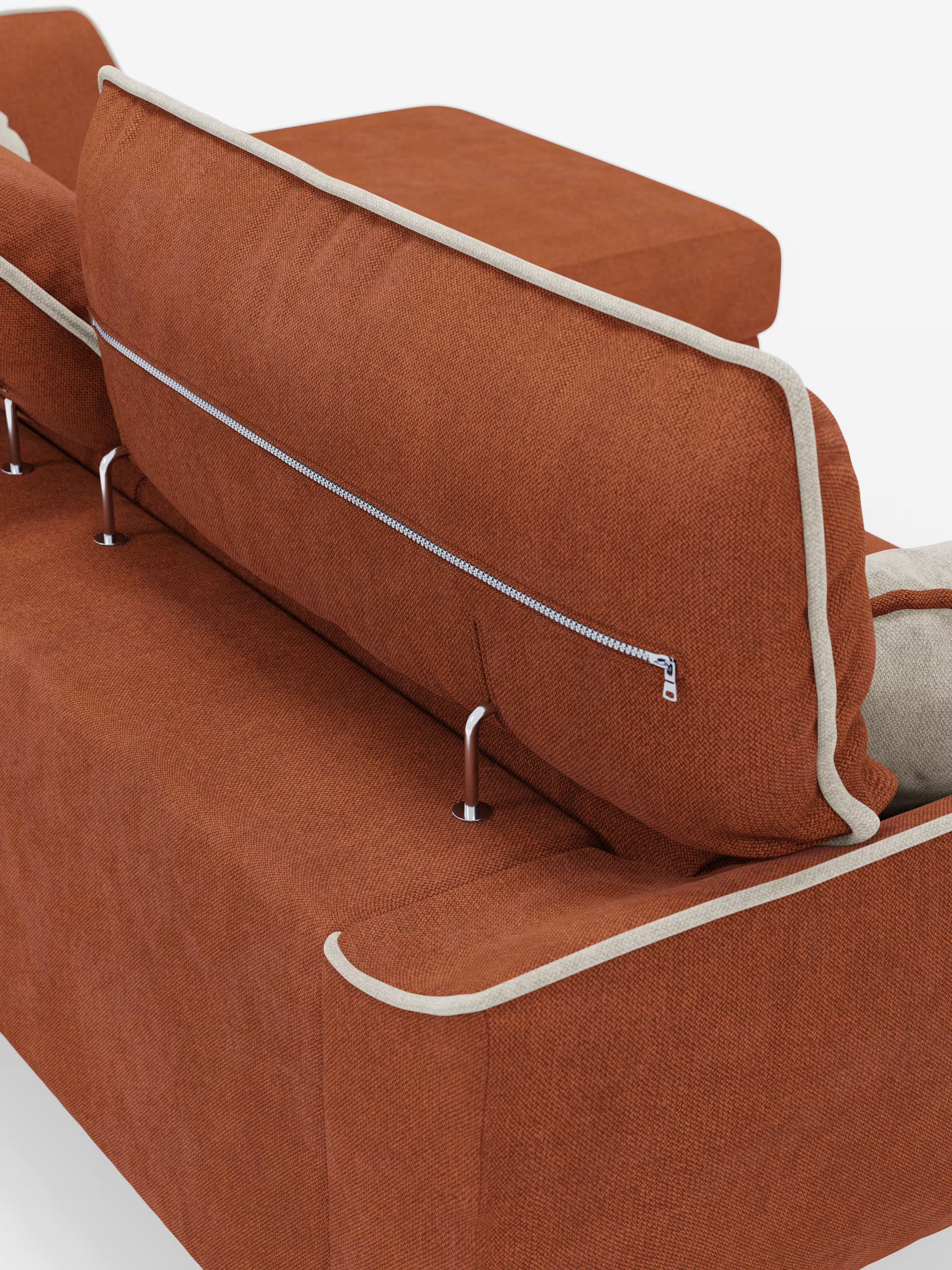 Michelangelo Sofá esquinero bicolor con chaise longue y asientos extensibles - reposacabezas reclinables en tejido antimanchas T23