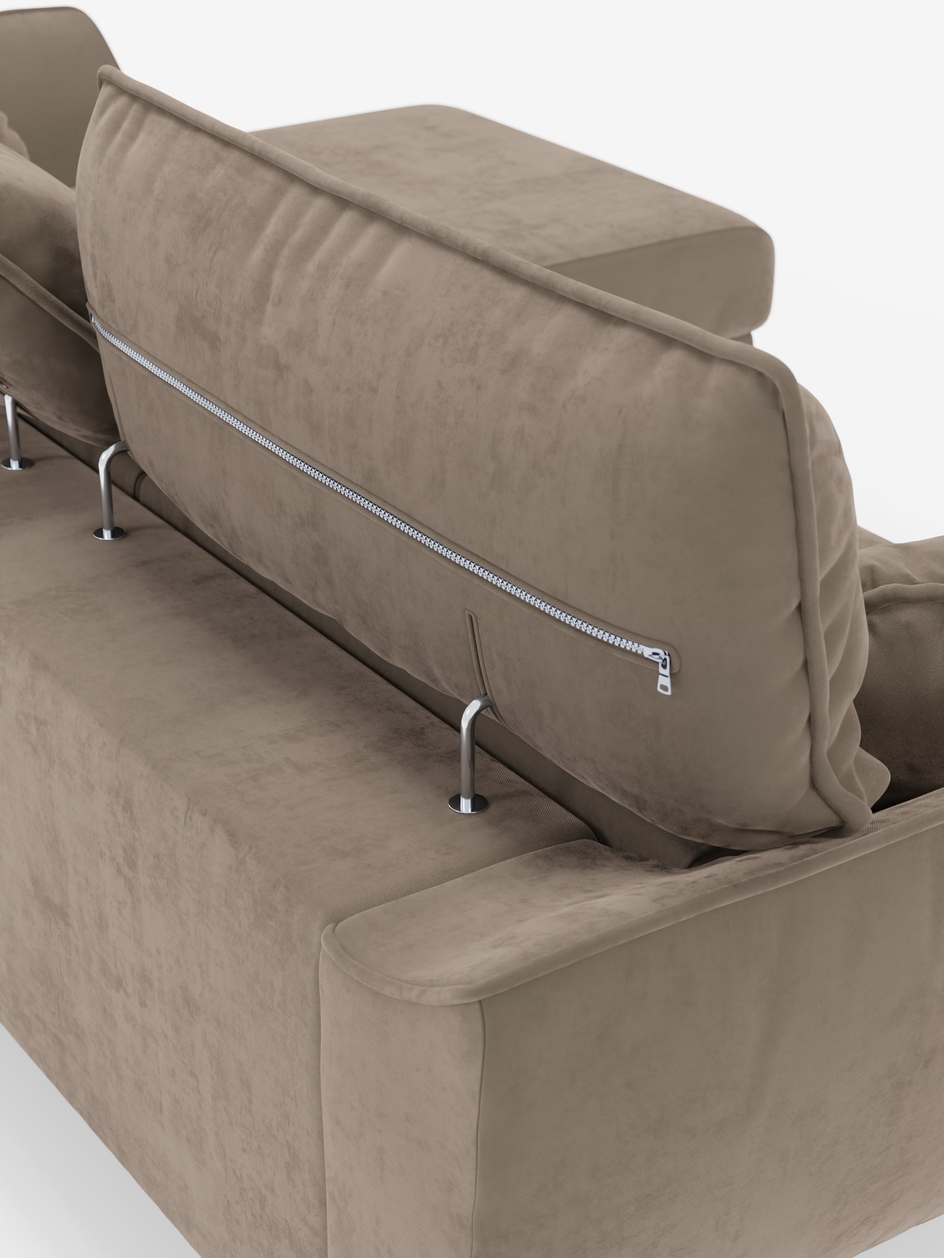Michelangelo corner sofa with chaise longue and extendable seats - reclining headrests in refined stain-resistant velvet-effect fabric T30