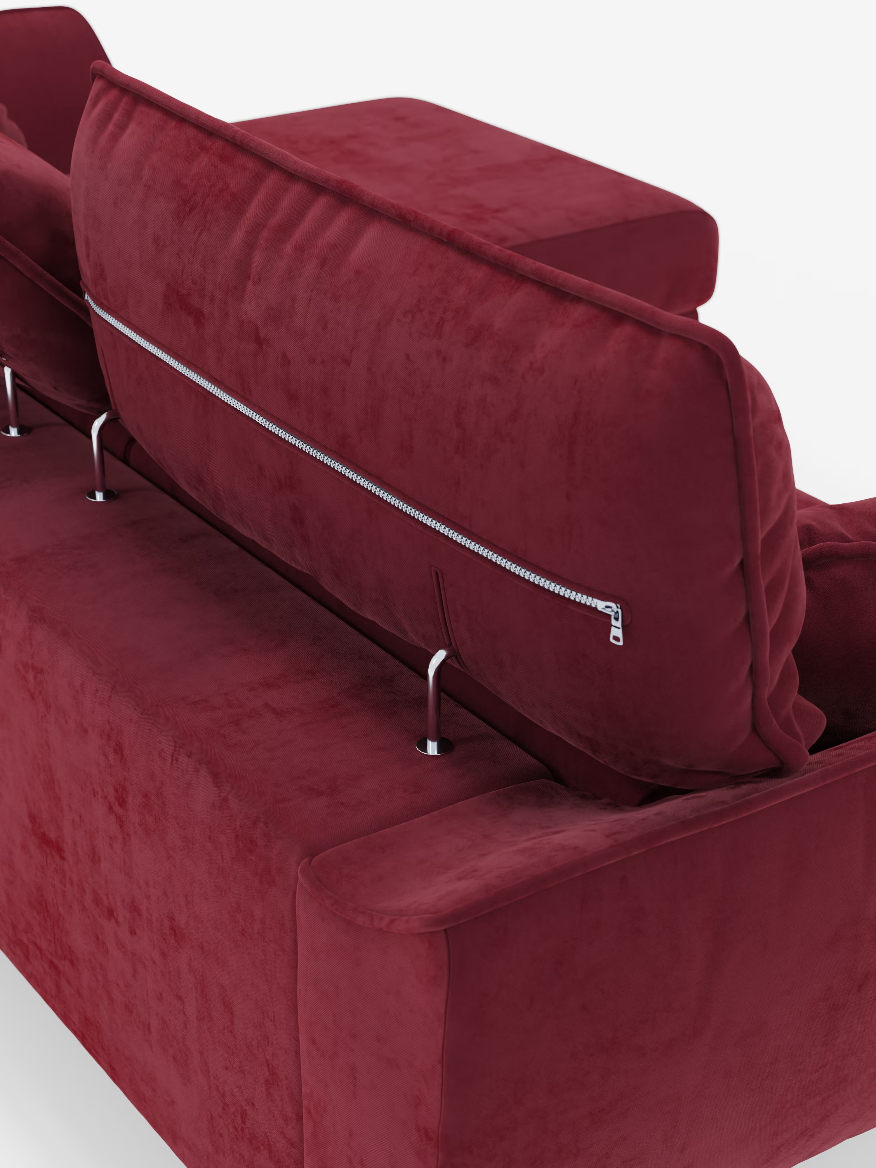 Michelangelo corner sofa with chaise longue and extendable seats - reclining headrests in refined stain-resistant velvet-effect fabric T30
