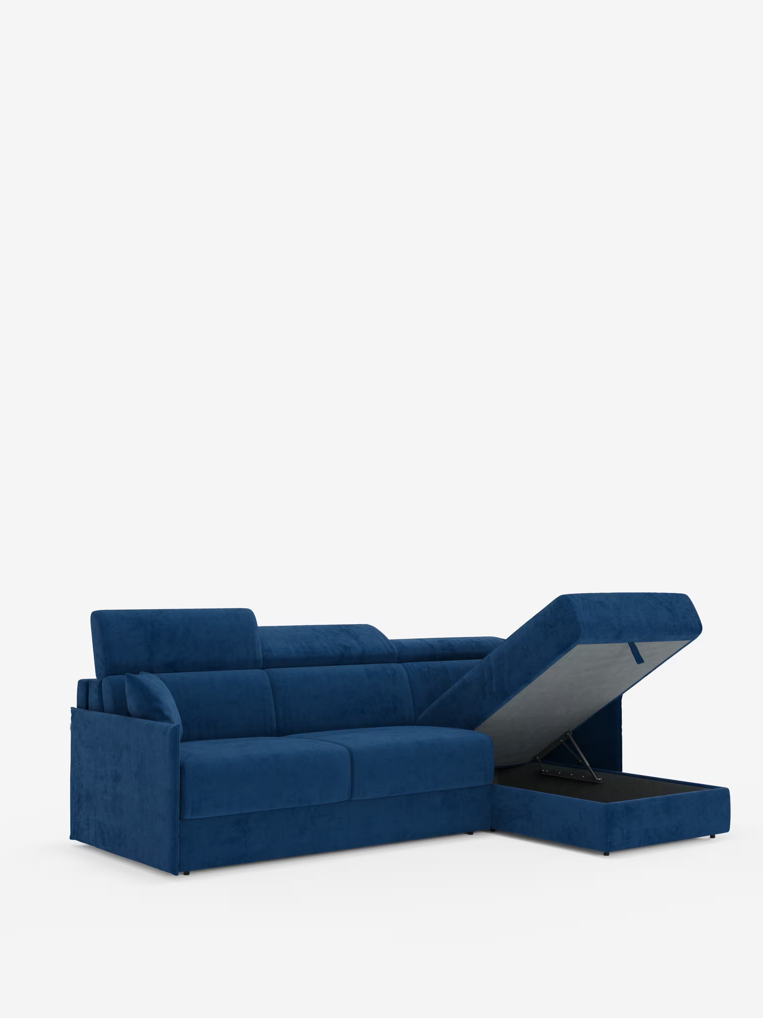 Miryam sofá cama esquinero compacto - reposacabezas reclinables y chaise longue con almacenaje en tejido antimanchas T31