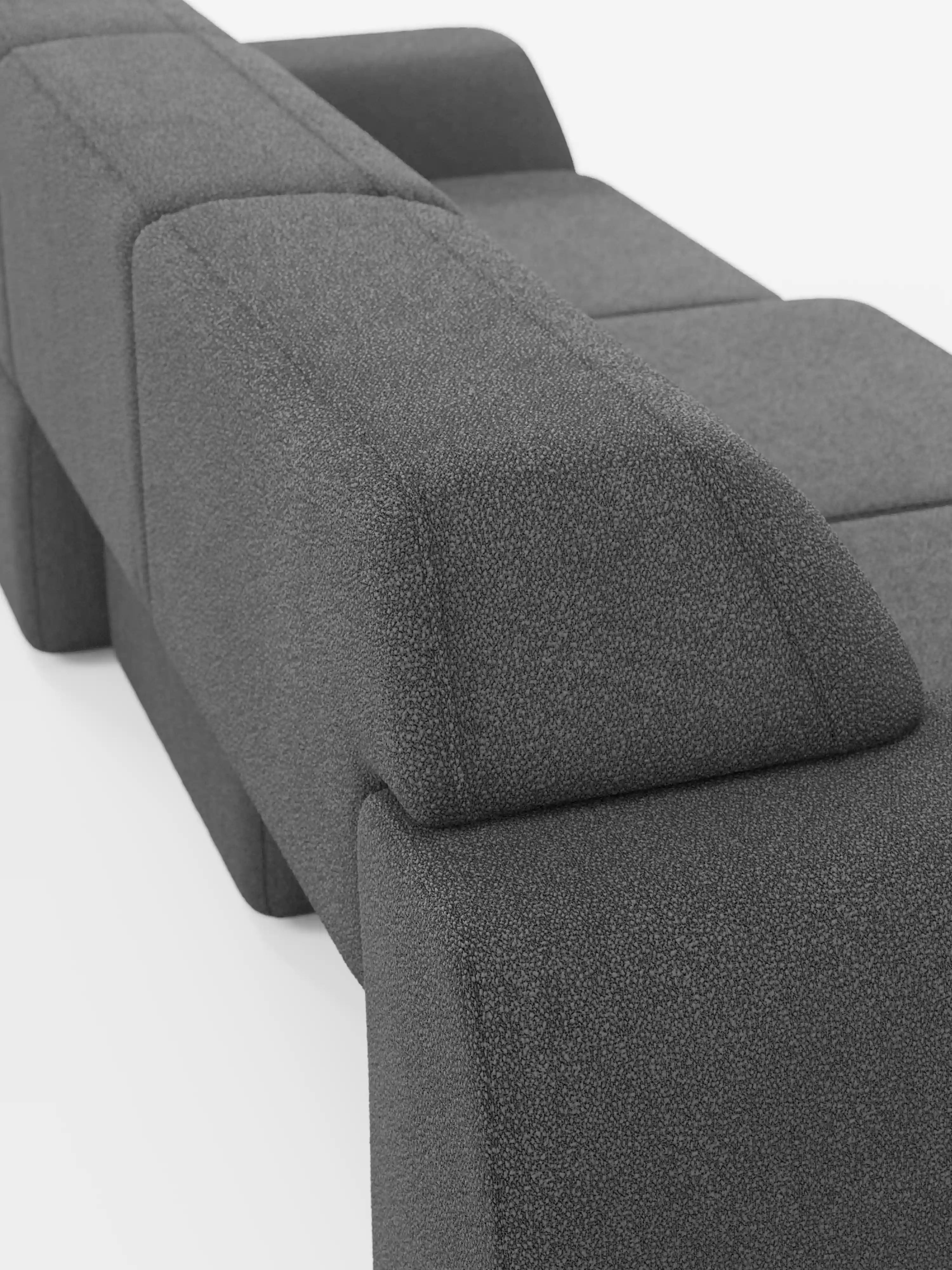 Orbit Sofa mit 3 verschiebbaren und ausziehbaren Sitzen aus schmutzabweisendem Stoff in Baumwolloptik T33
