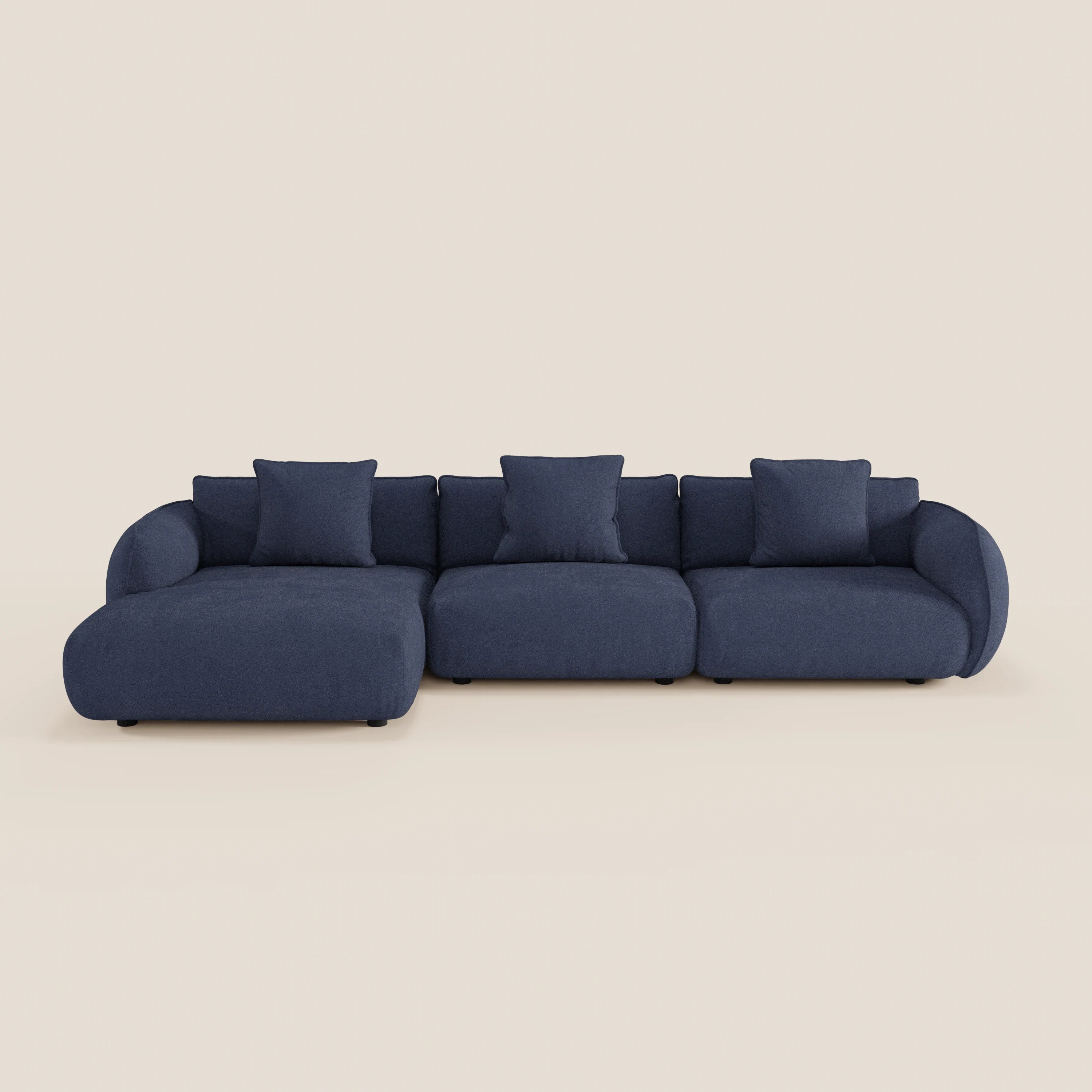 Nimbus divano con penisola componibile in morbido tessuto T33 - divani.store