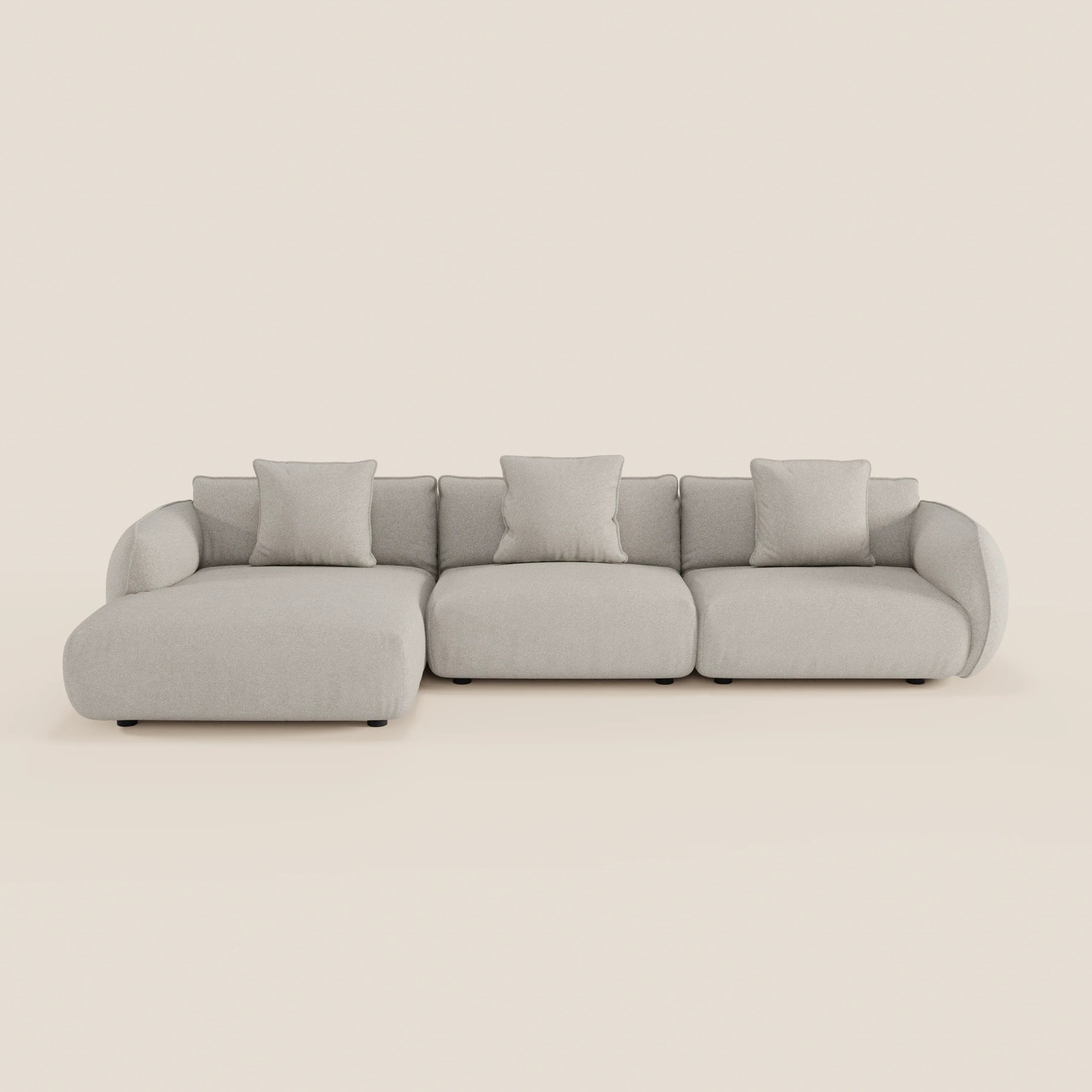 Nimbus divano con penisola componibile in morbido tessuto T33 - divani.store