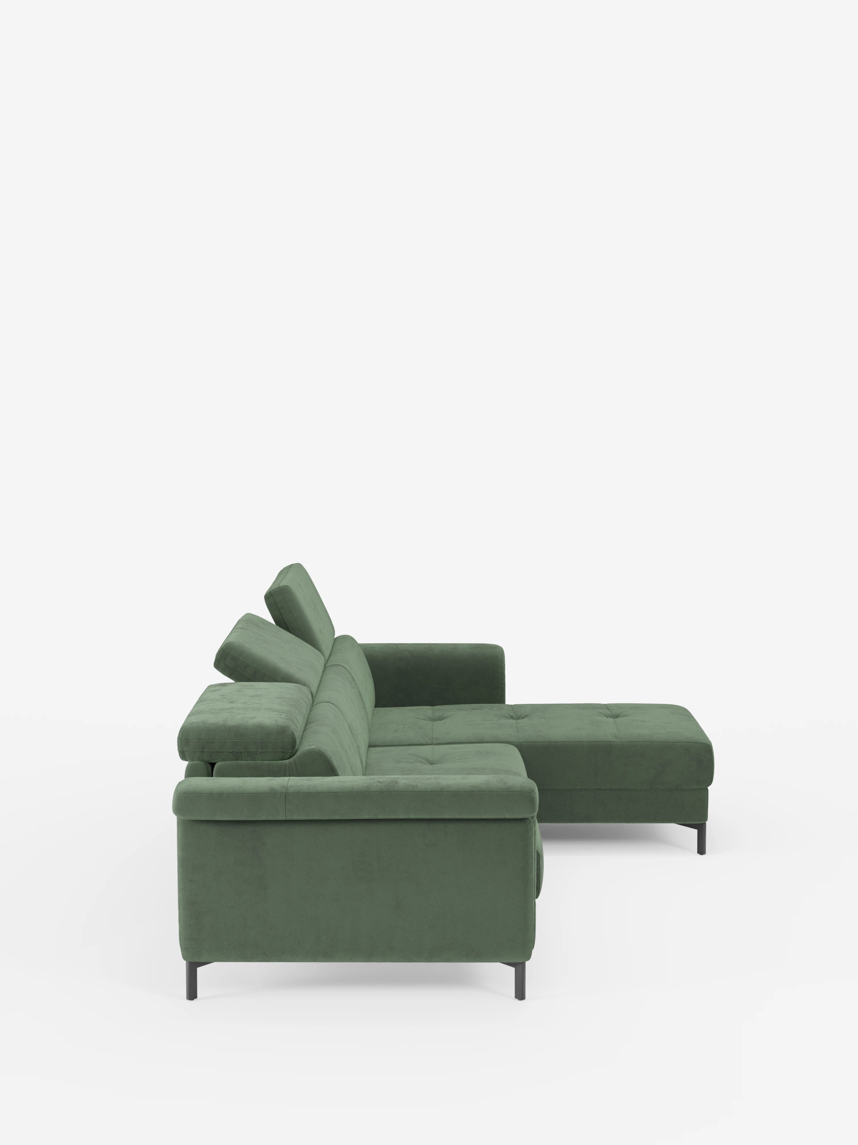 Capri Divano letto angolare con penisola contenitore e poggiatesta reclinabili - elegante tessuto smacchiabile T30