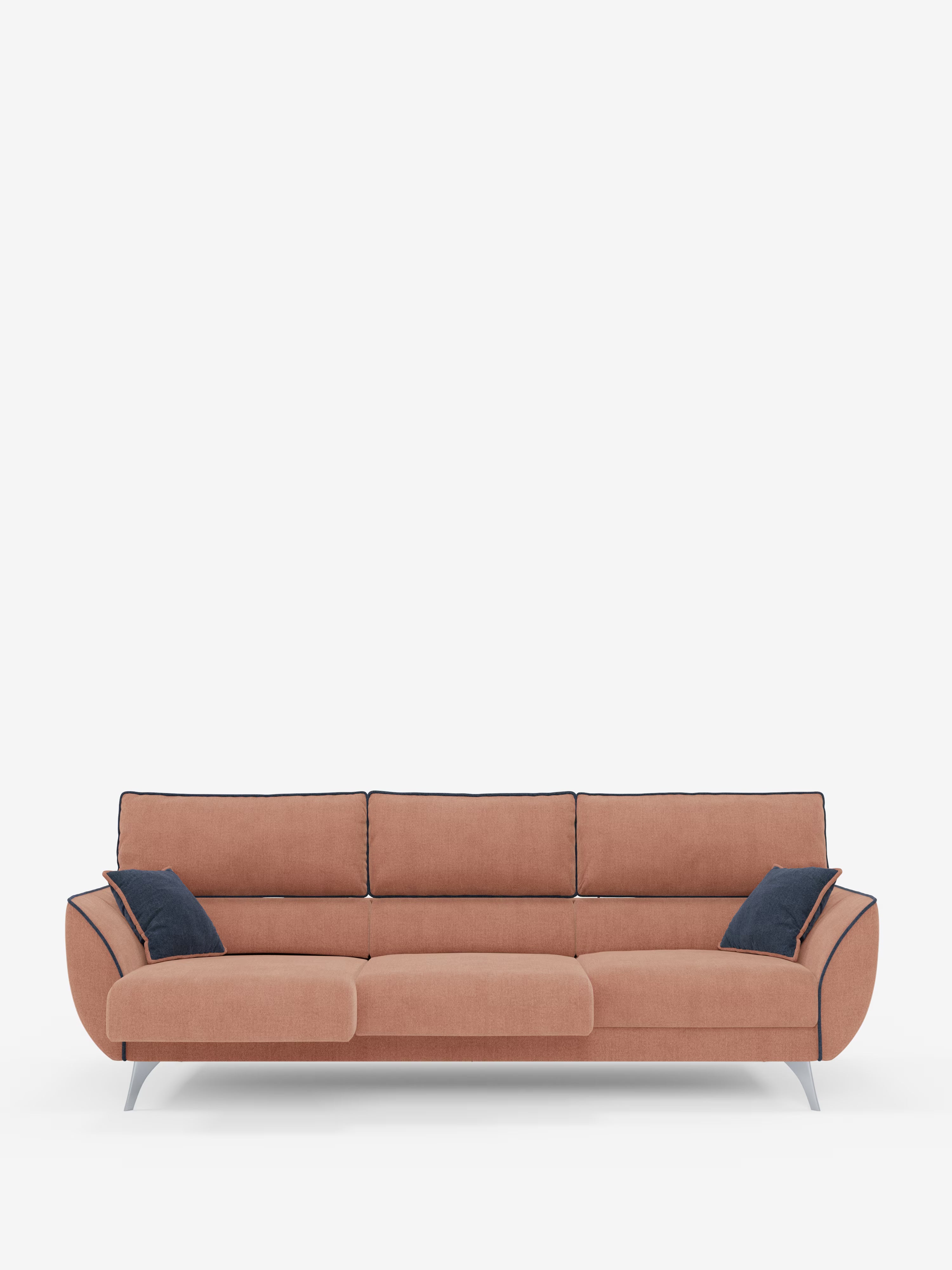 Michelangelo 4 plazas bicolor – Sofá con 3 asientos extensibles y reposacabezas reclinables en tejido antimanchas T23