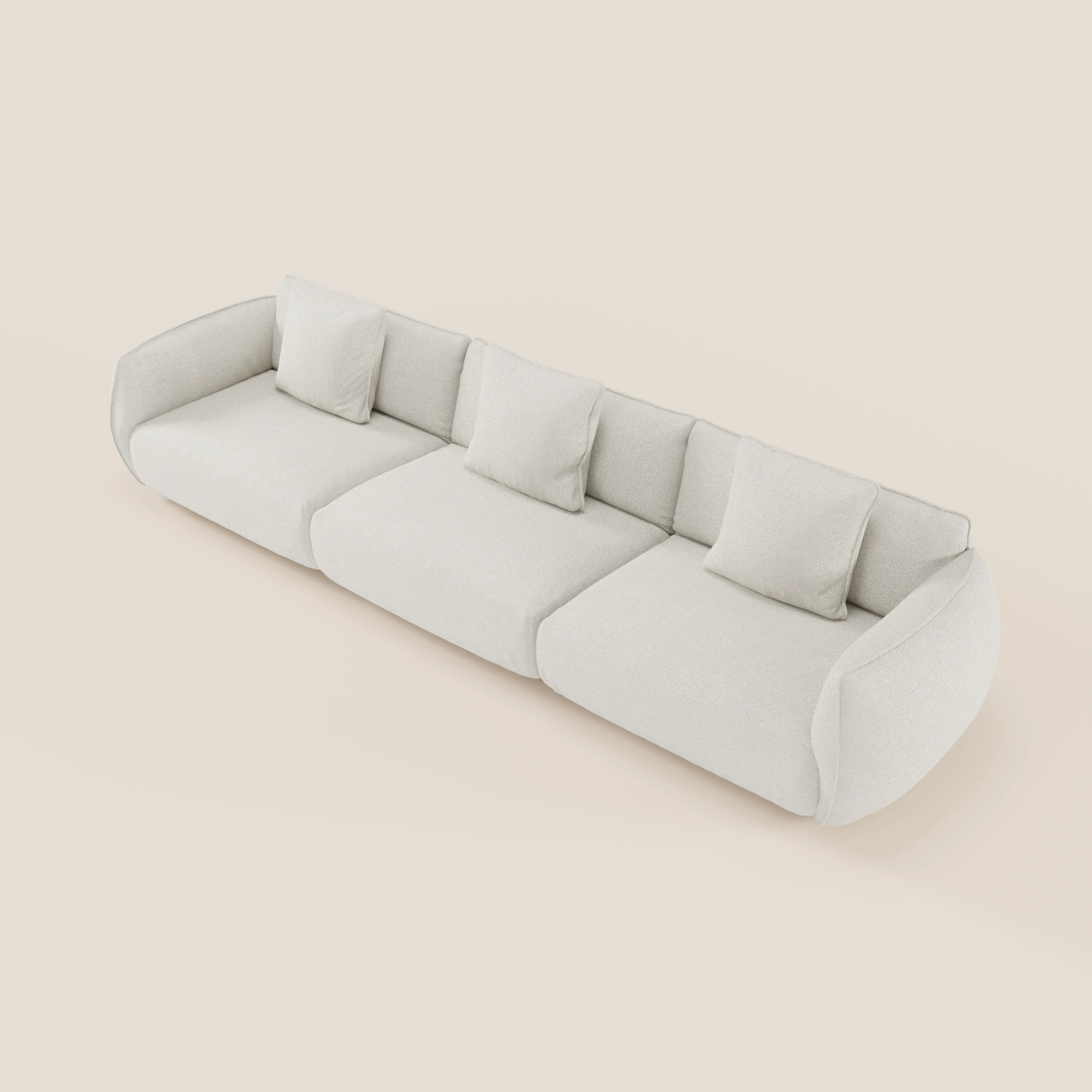 Nimbus divano lineare modulare a 3 sedute componibile in morbido tessuto T33 - divani.store