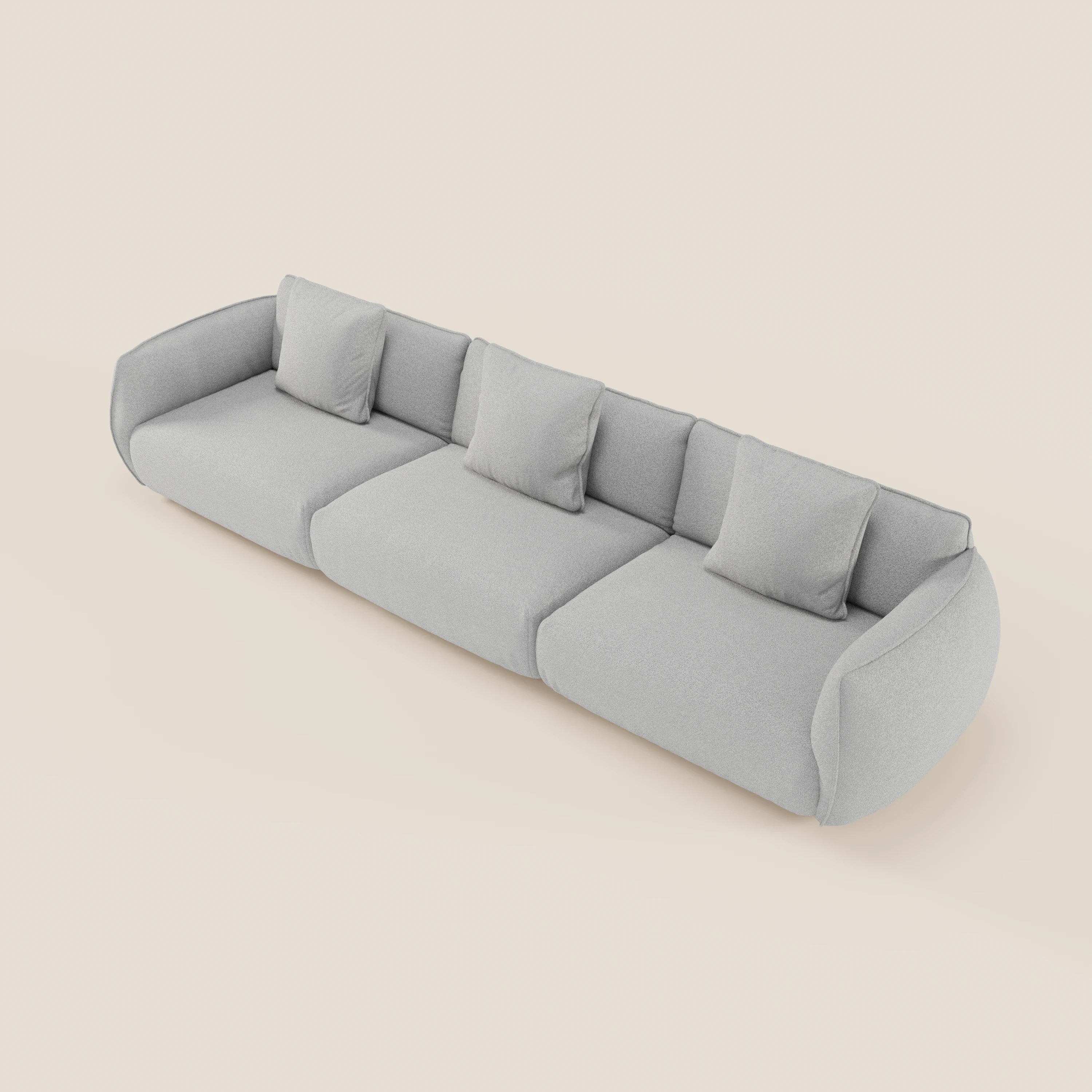 Nimbus divano lineare modulare a 3 sedute componibile in morbido tessuto T33 - divani.store