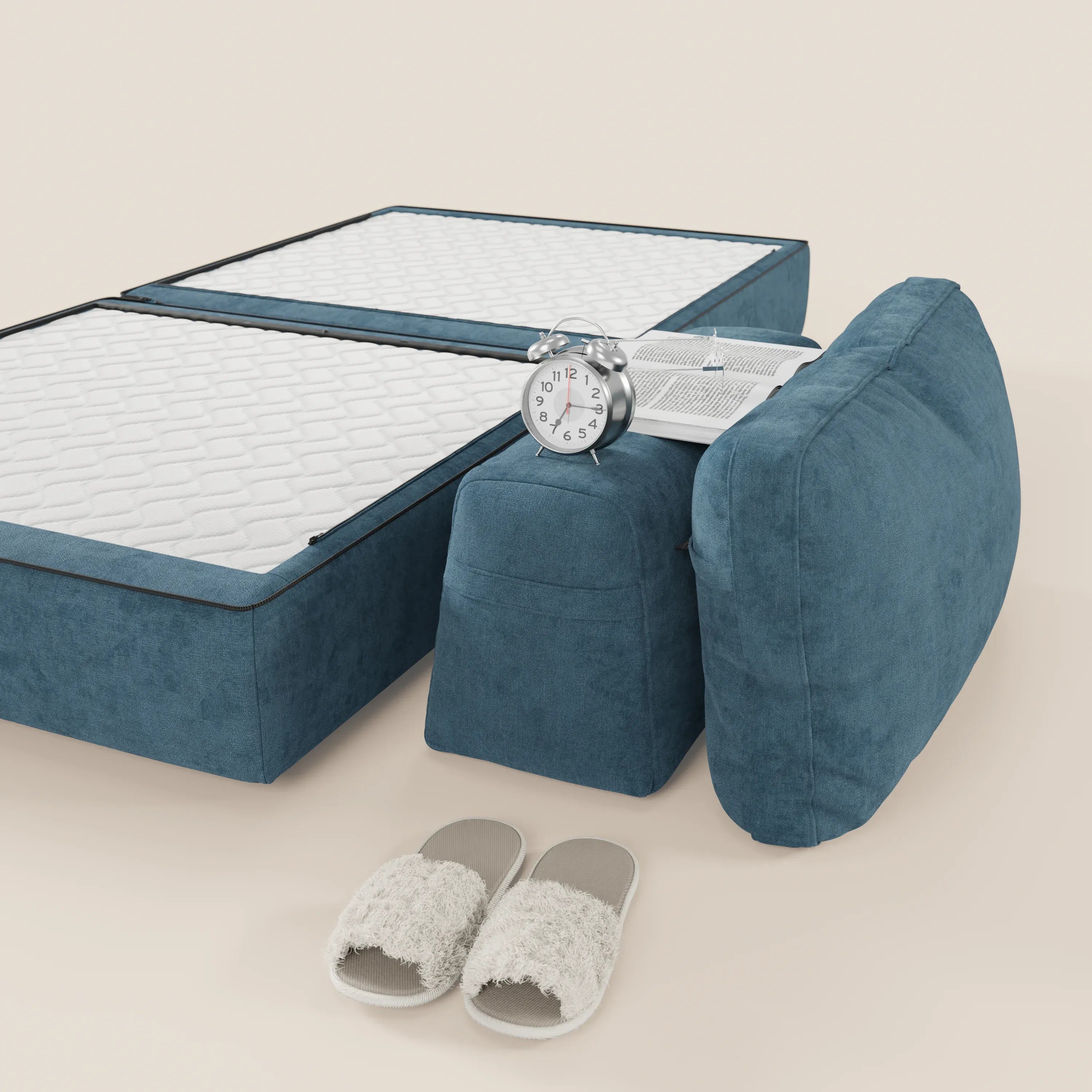 Rift poltrona letto con materasso alto 22 cm e memory foam - schienale mobile e tessuto smacchiabile T31 - divani.store