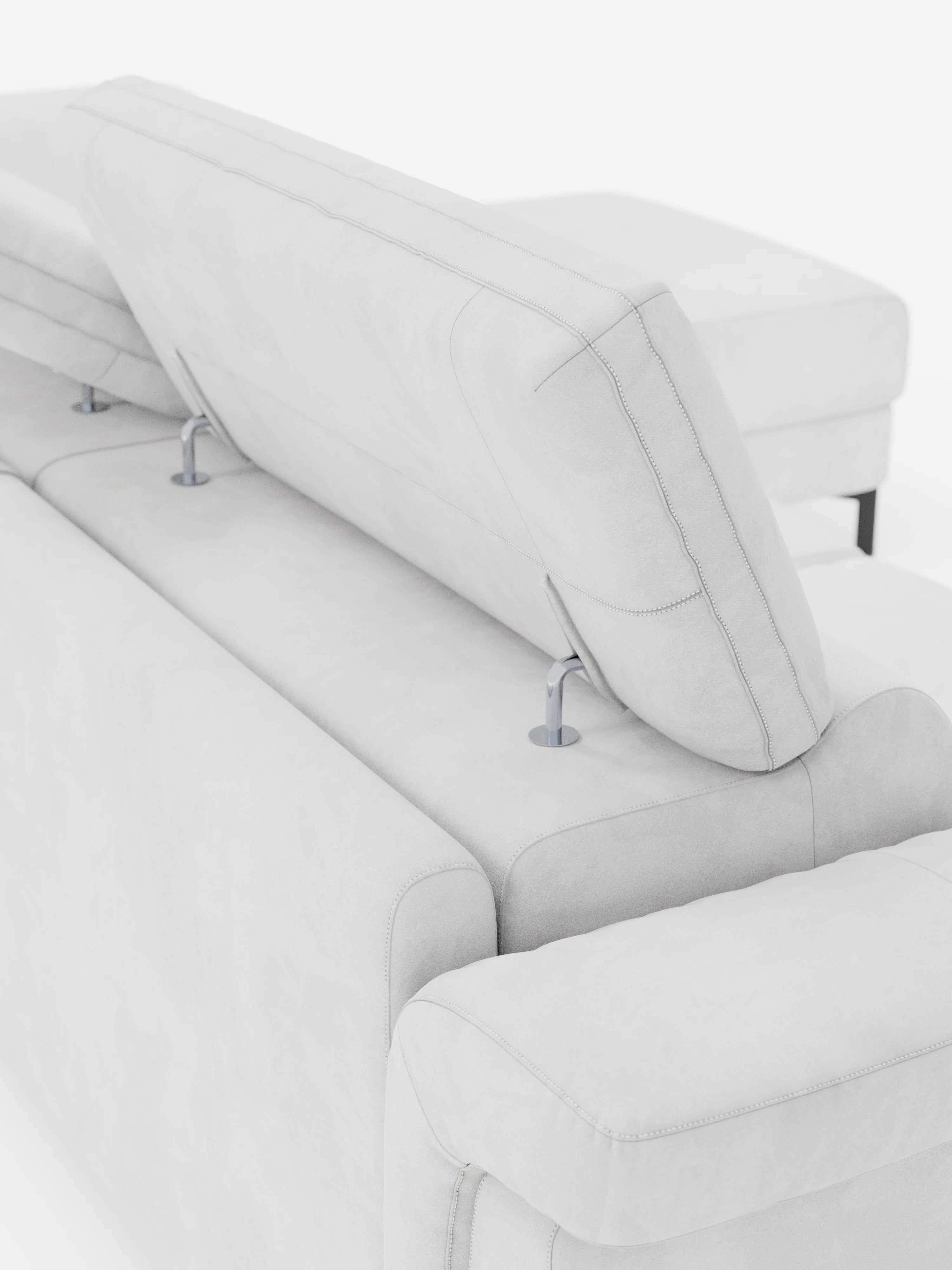 Capri Divano letto angolare con penisola contenitore e poggiatesta reclinabili - elegante tessuto smacchiabile T30