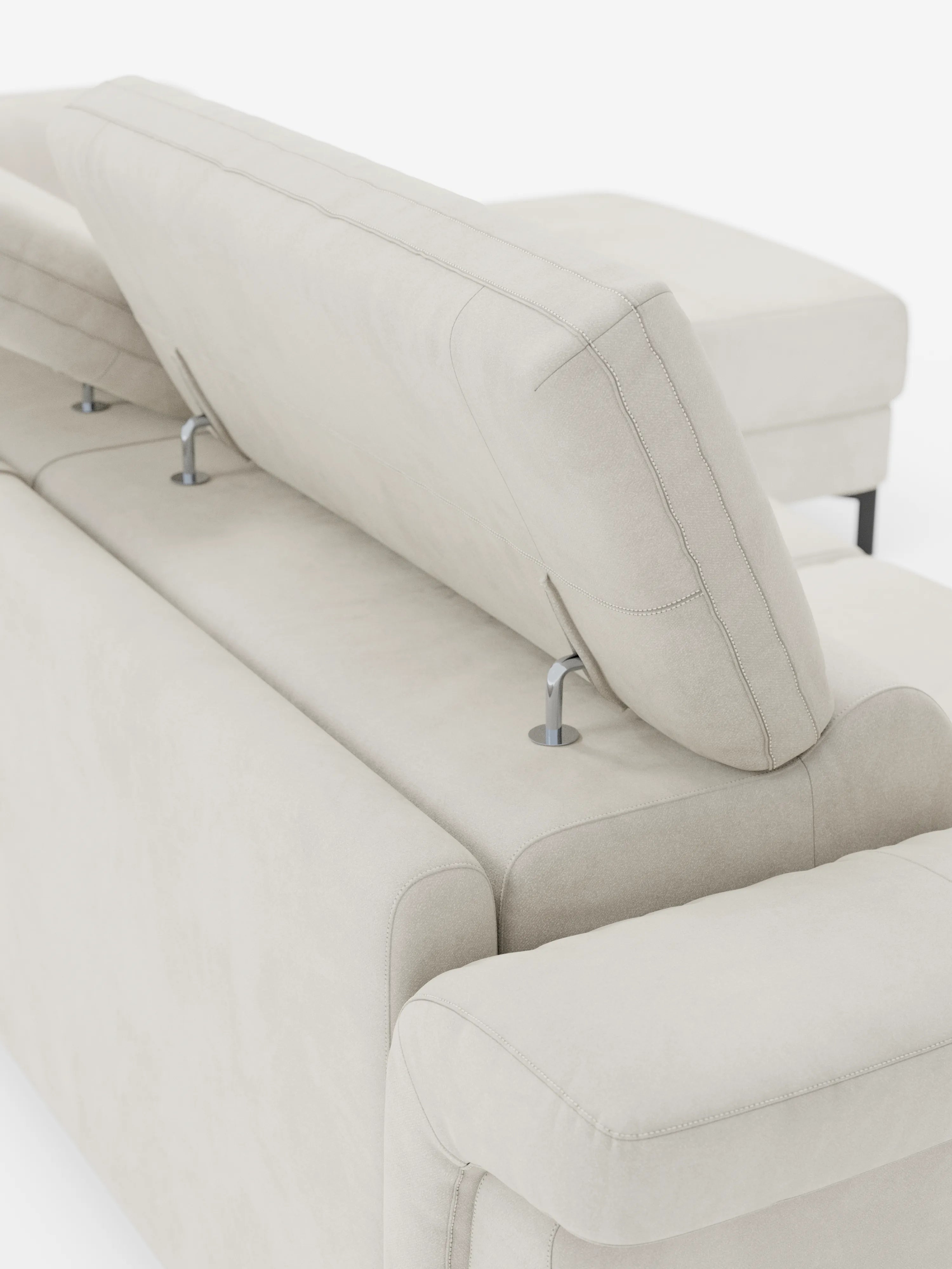 Capri Divano letto angolare con penisola contenitore e poggiatesta reclinabili - elegante tessuto smacchiabile T30