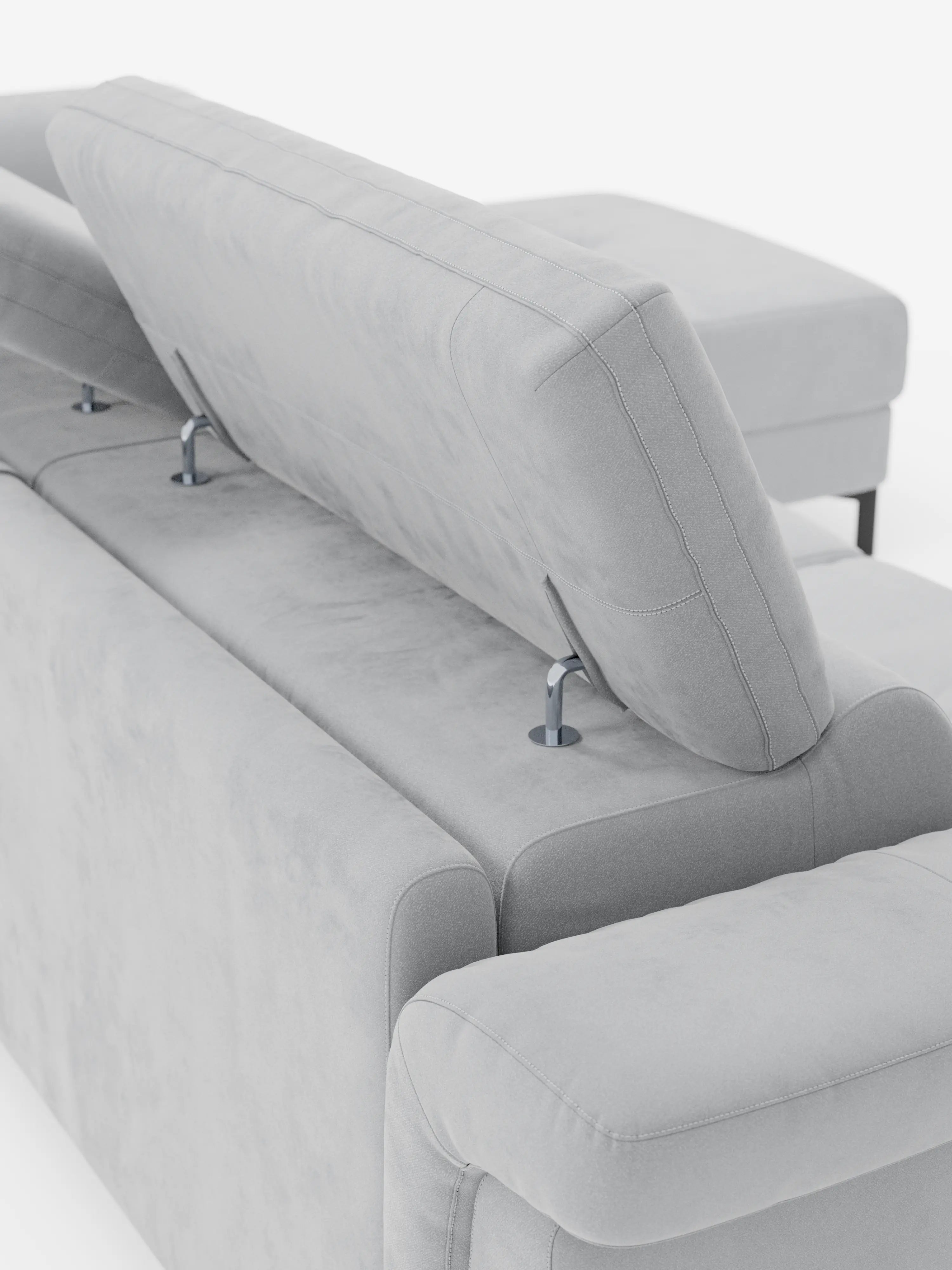 Capri Divano letto angolare con penisola contenitore e poggiatesta reclinabili - elegante tessuto smacchiabile T30